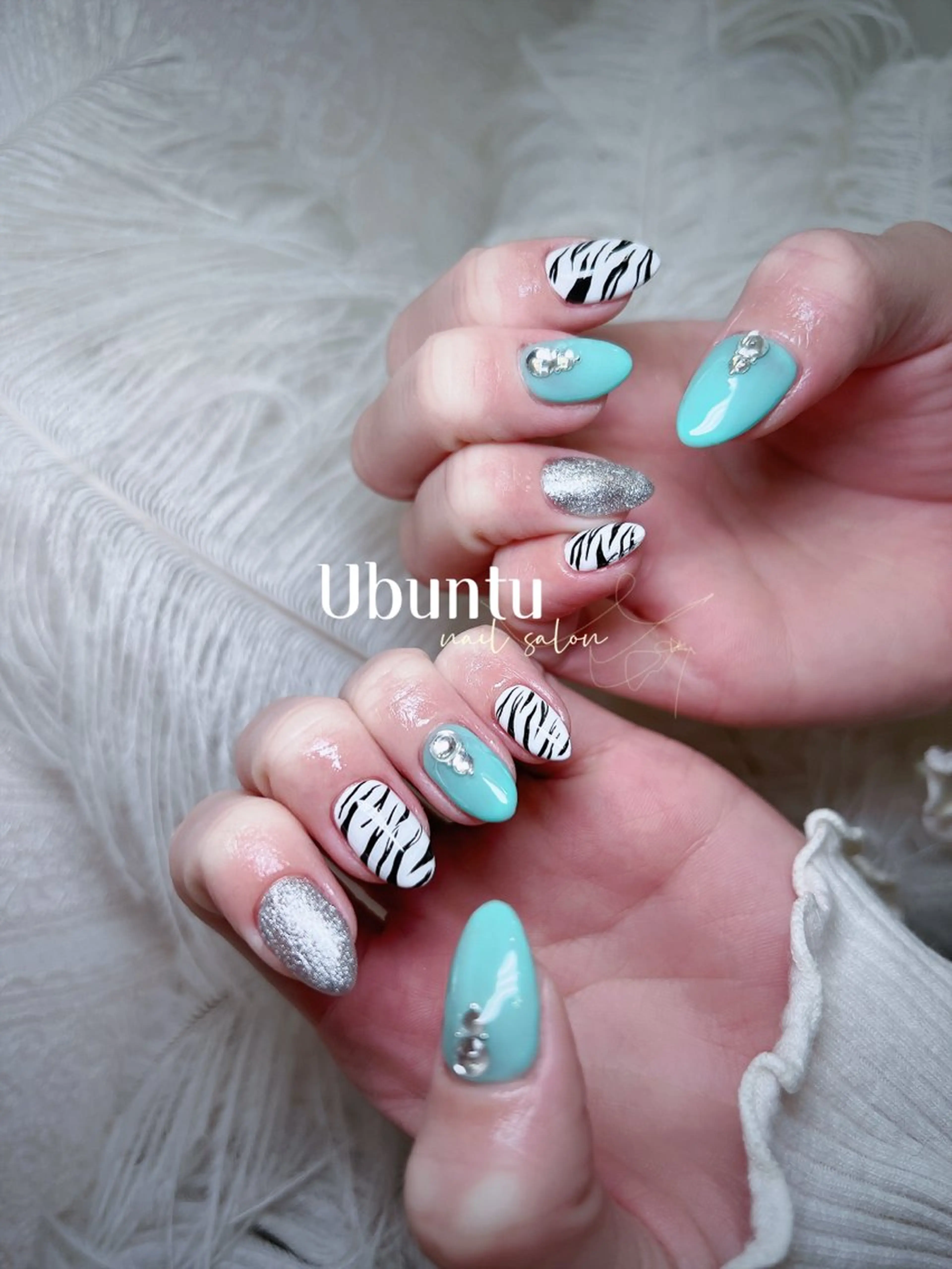 ネイル アニマル柄 アートネイル ハンドネイル Ubuntu🎀 ネイルサロン✨のネイルデザイン