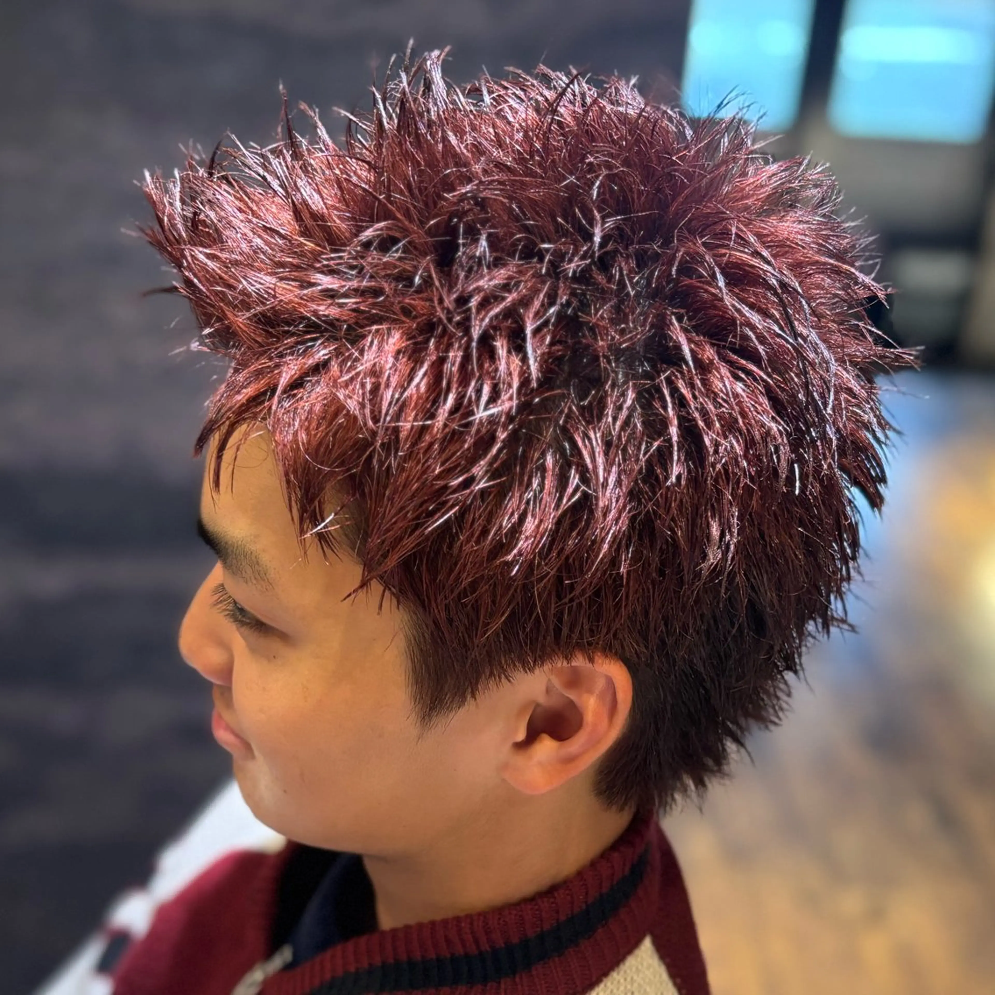 ショート カラー メンズ レッドカラー 🔥滋賀県草津/ メンズ吉永祐也🔥のヘアスタイル