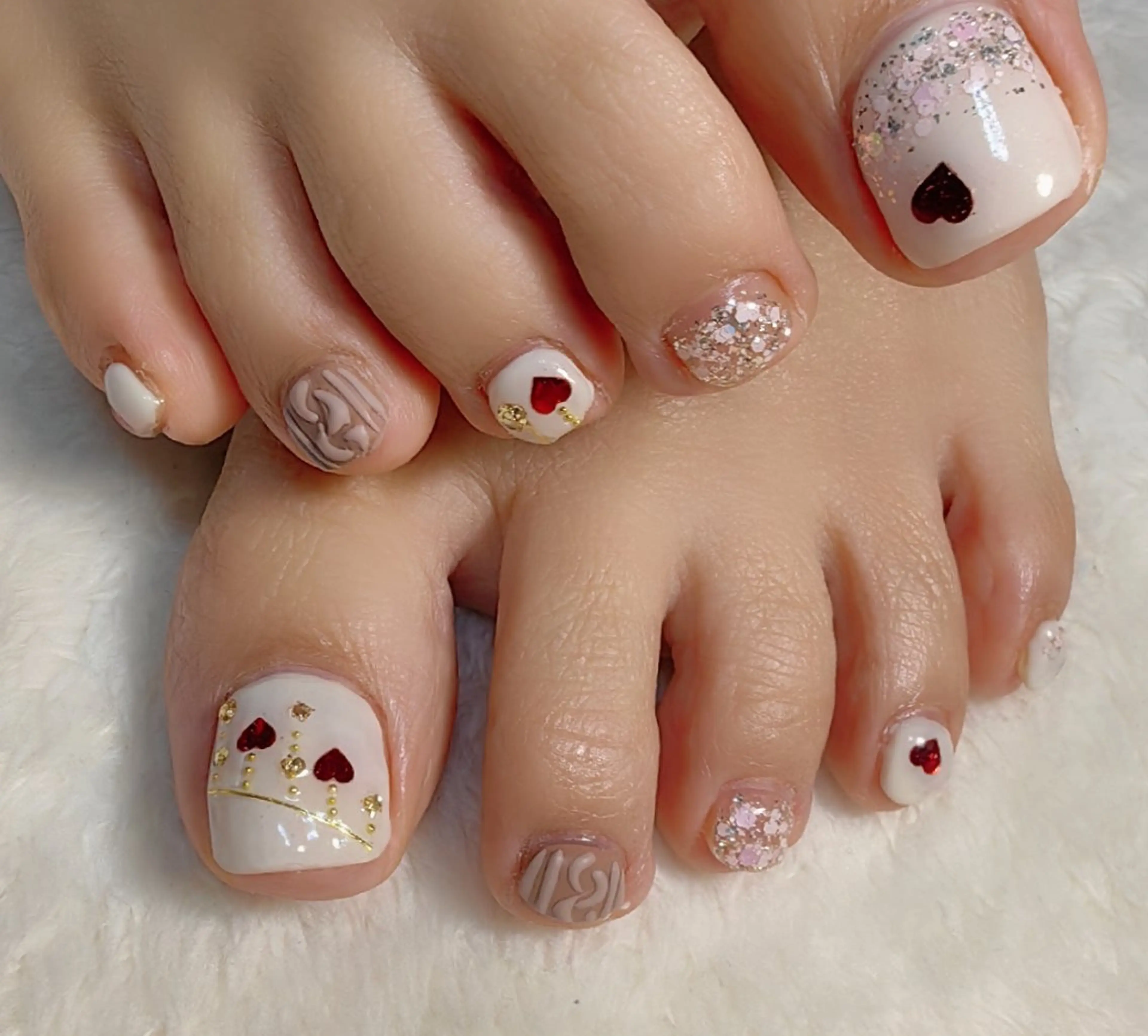 ネイル バレンタイン 冬ネイル クリスマス フットネイル reve あやののネイルデザイン
