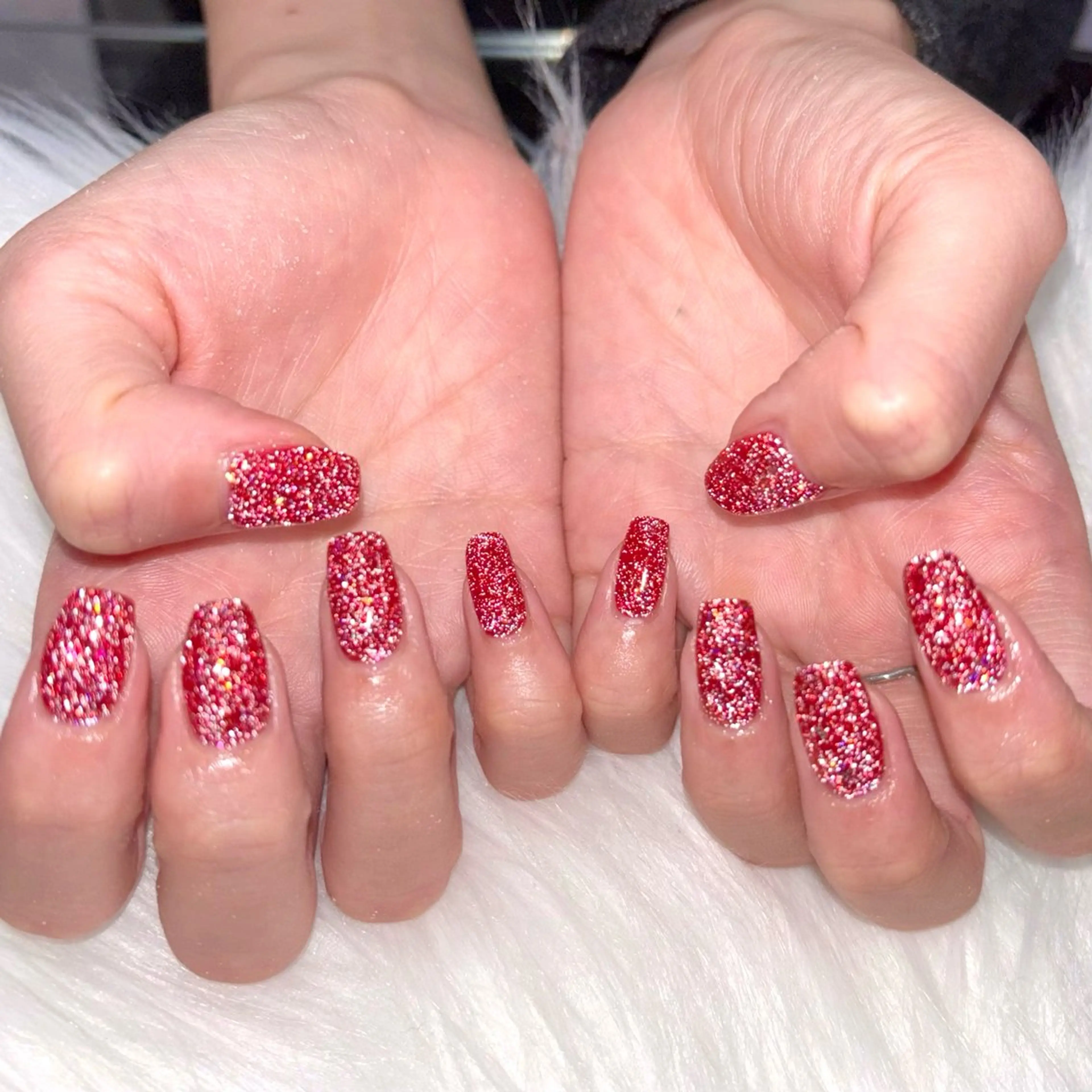 ネイル フラッシュネイル 赤色 ハンドネイル Noix nailのネイルデザイン