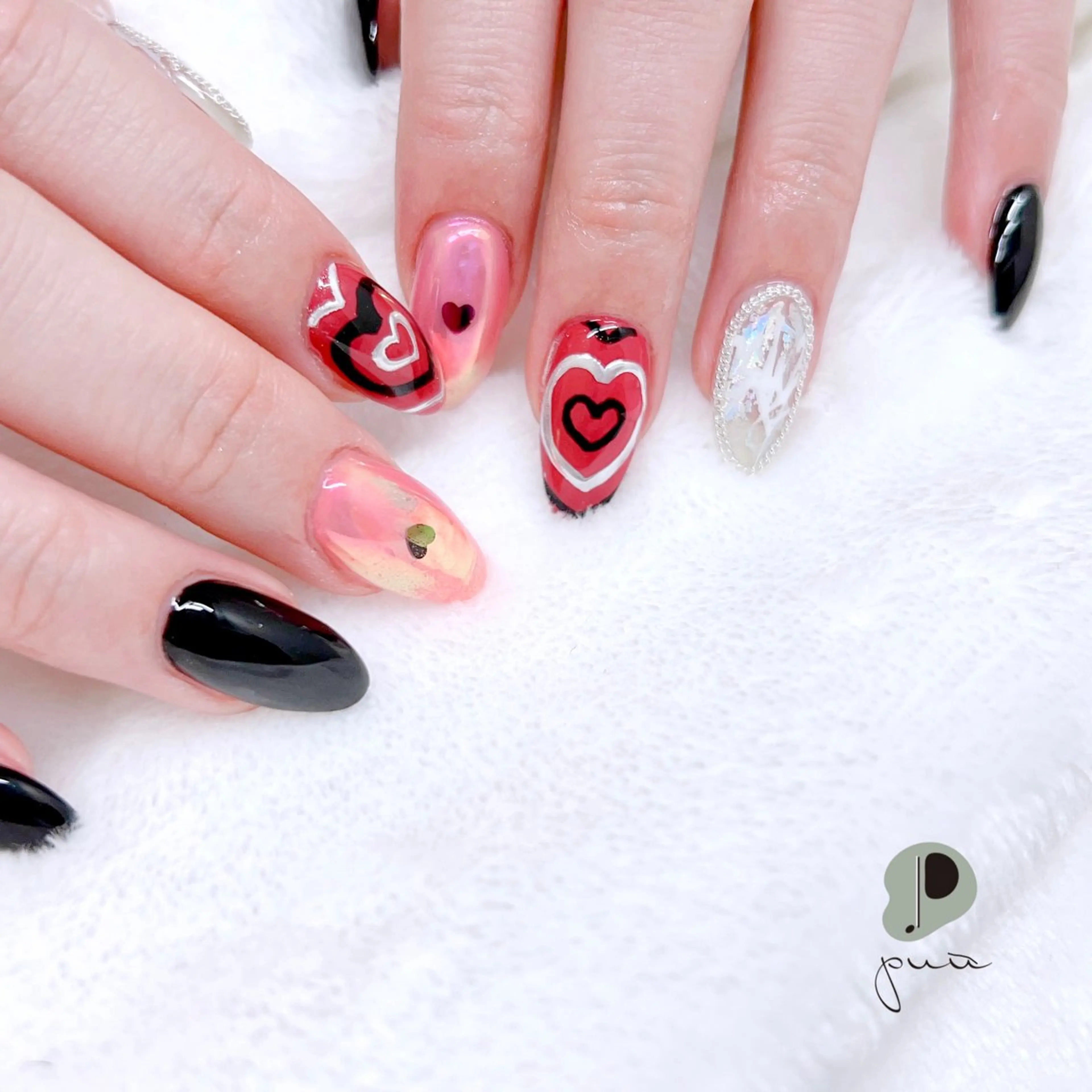 ネイル アートネイル オーロラネイル ジェルネイル ハート 氷ネイル・うるうるネイル ハンドネイル puu kyoto所属・Nail salon puu kyotoのネイルデザイン
