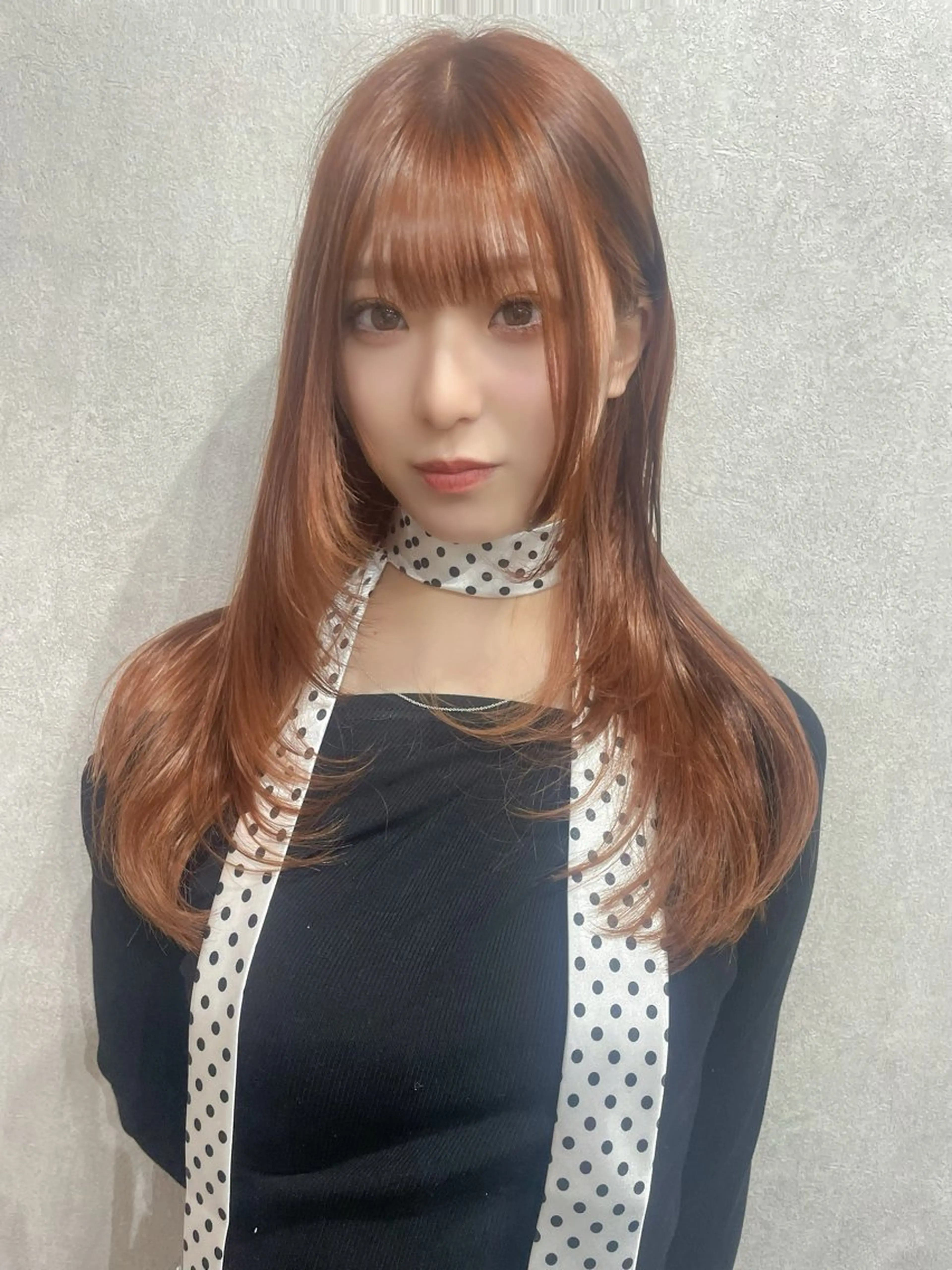 ロング カラー ブラウンカラー オレンジ オレンジブラウン レイヤーカット AIRI layer cut hairのヘアスタイル