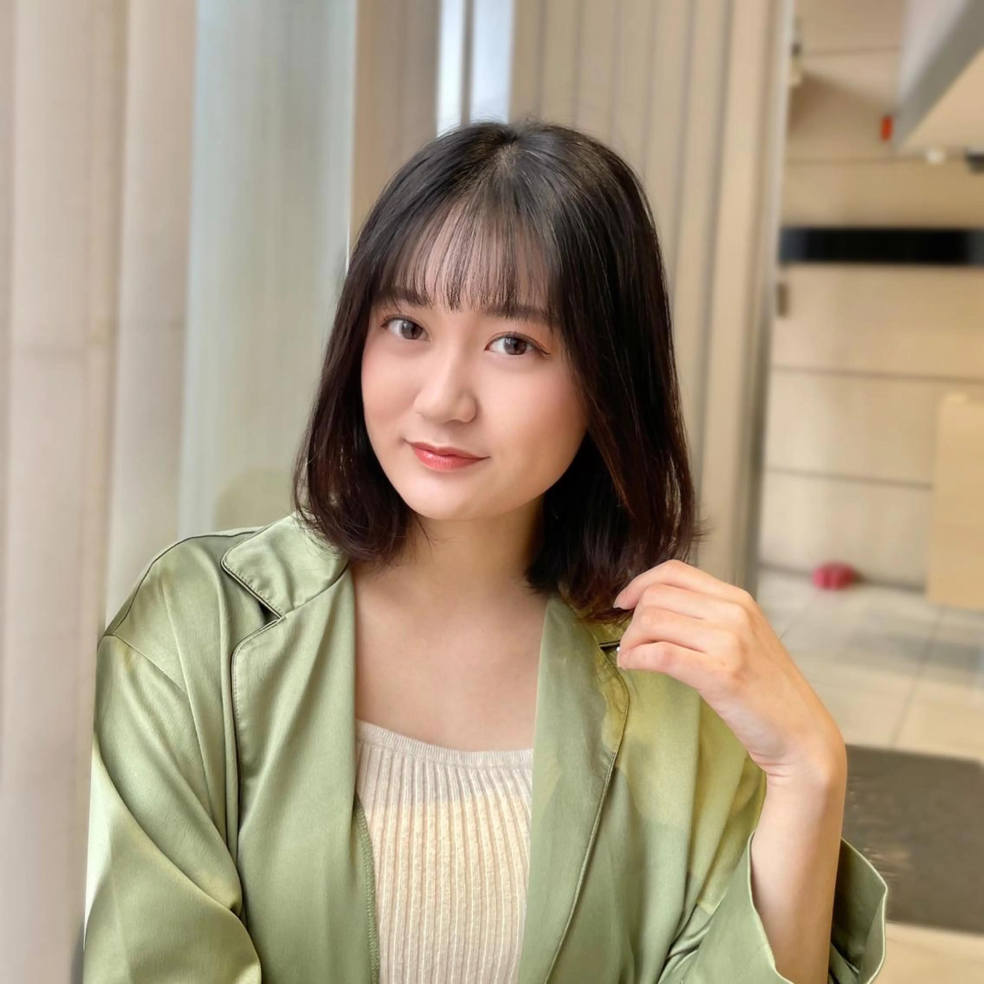 ミディアム カラー ブラウンカラー ヘアカラー トリートメント クロスパーマ/うる艶 カラー/Kurumiのヘアスタイル