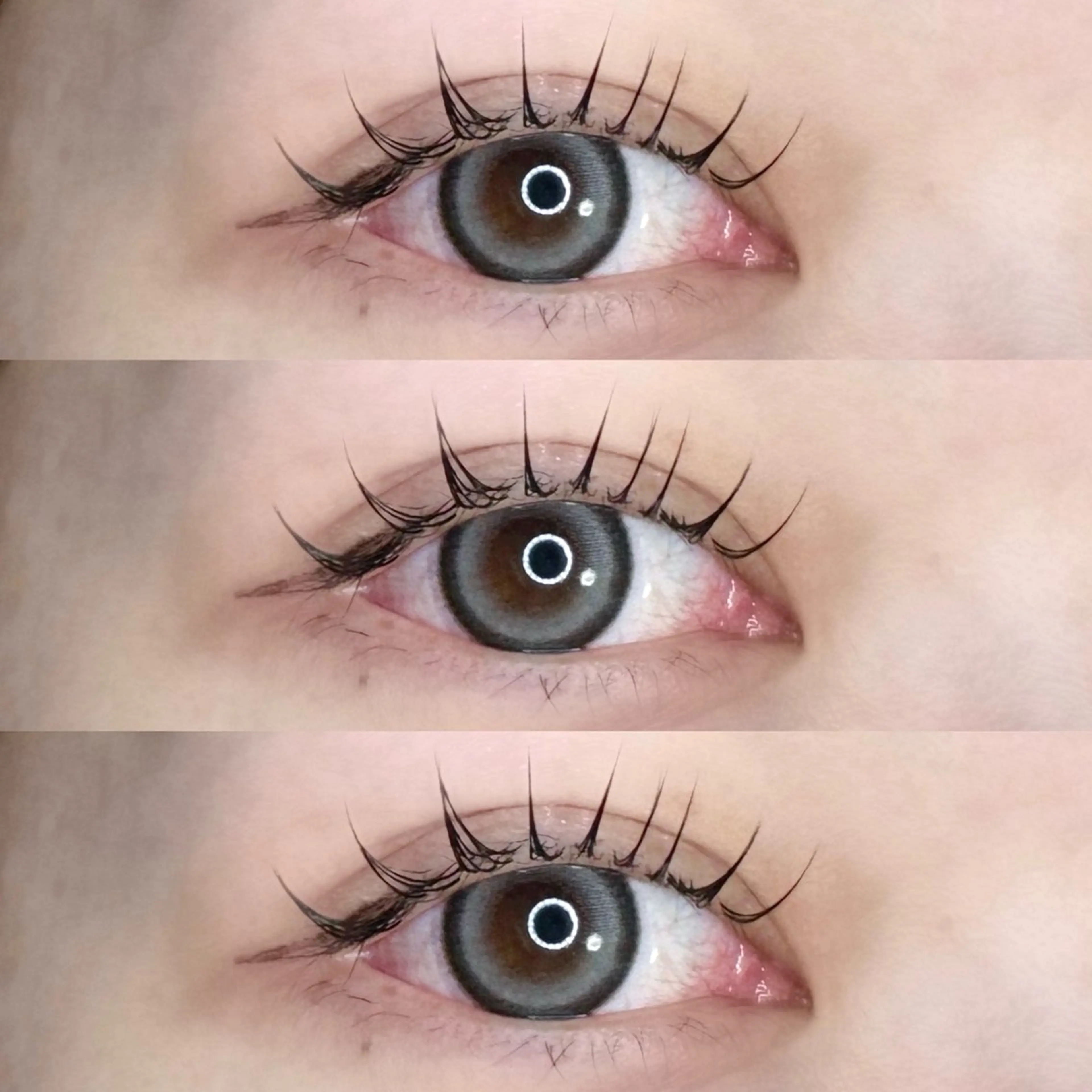 マツエク・マツパ 岩戸優奈 束感まつげ ピンク/ベージュのヘアスタイル