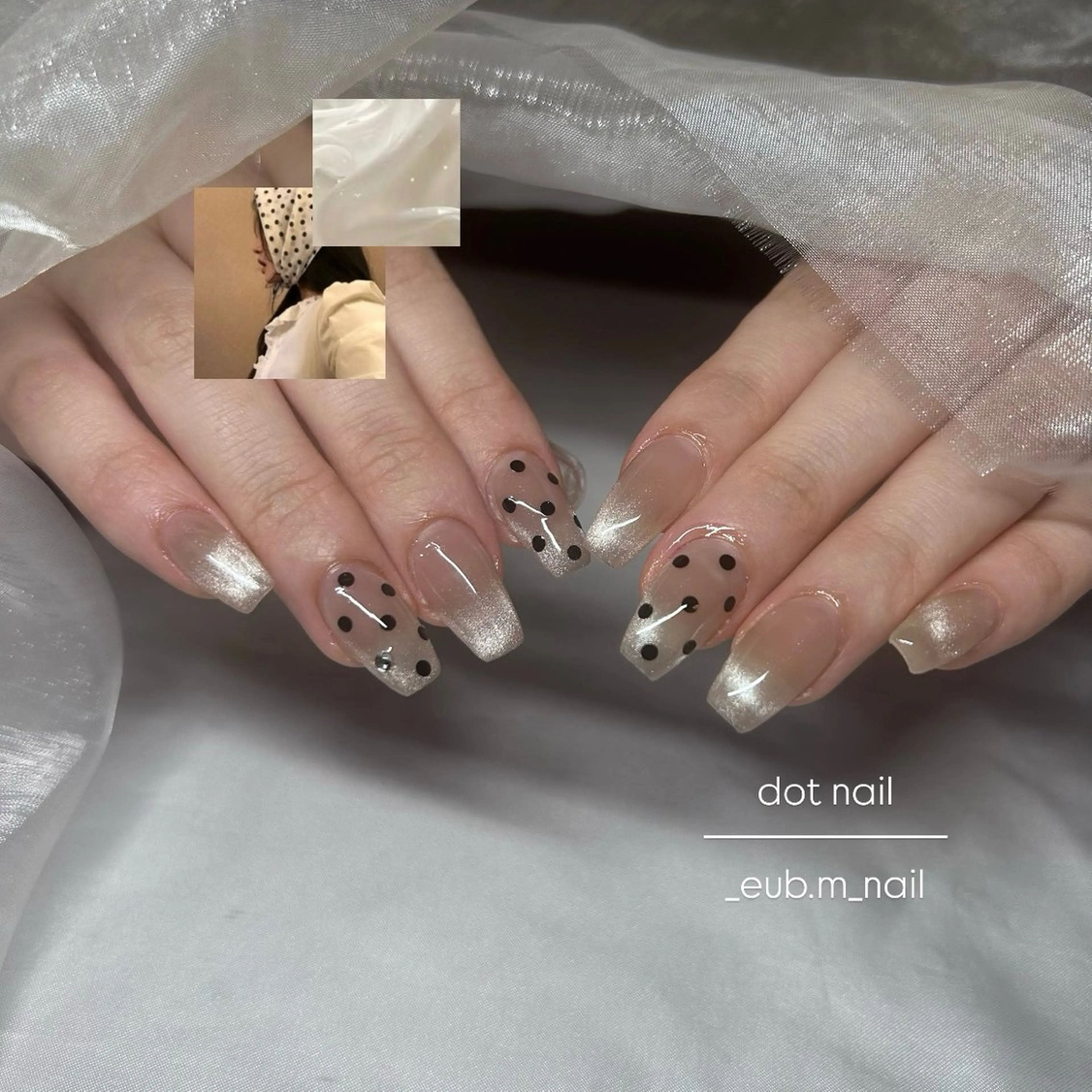 ネイル ドット フレンチネイル マグネットネイル マグネットフレンチ ハンドネイル 深夜ネイルサロン eub.m_nailのネイルデザイン