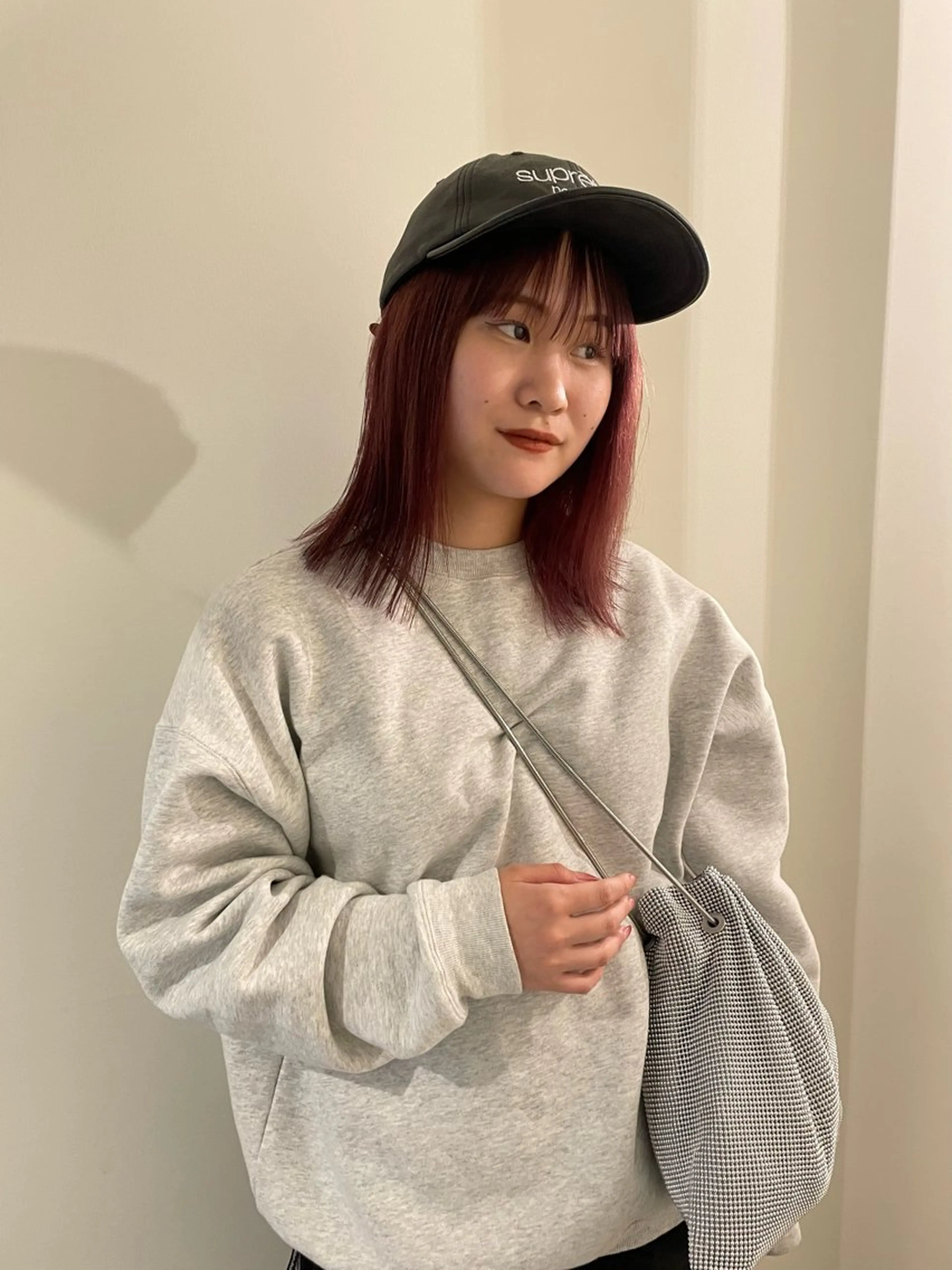 ミディアム カラー ブリーチ レッドカラー ヘアカラー 渋谷 留菜のヘアスタイル