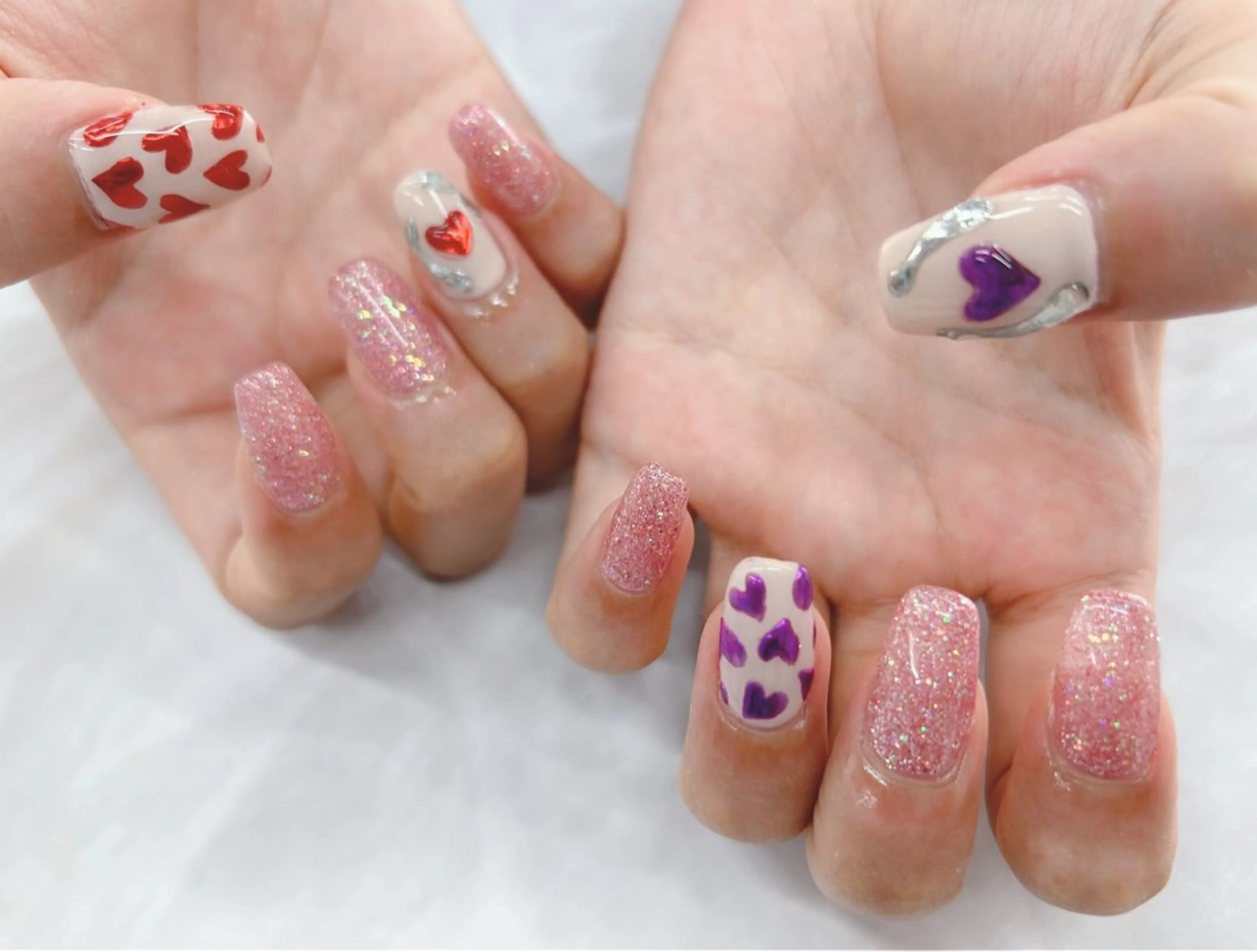 ネイル ハート ミラーネイル ハンドネイル Nail Salon agré所属・agré ネイルサロン　アグレのネイルデザイン