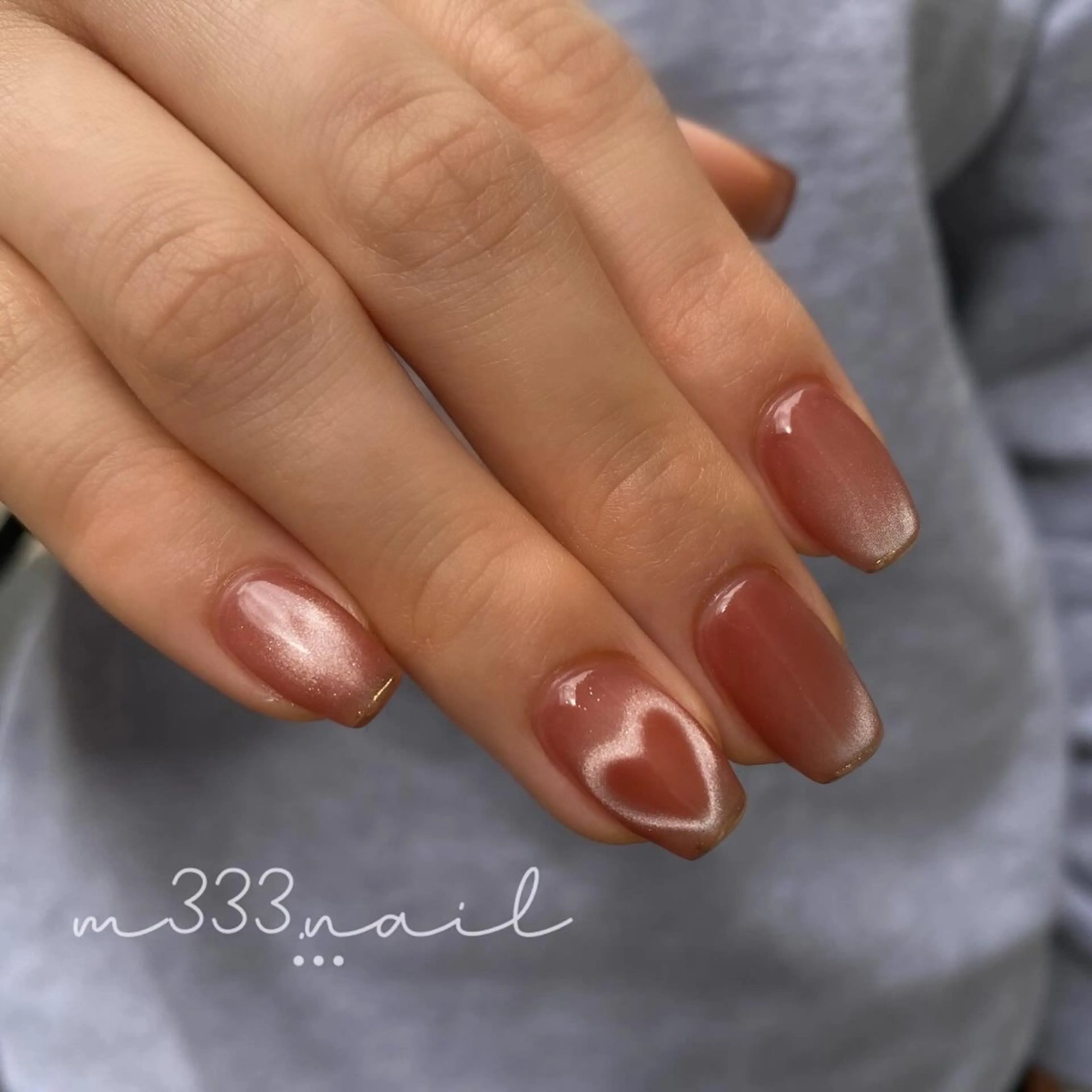 ネイル アートネイル フレンチネイル ガーリー ハート マグネットネイル ハンドネイル hair  MILE.所属・MILE. mukonosouのネイルデザイン