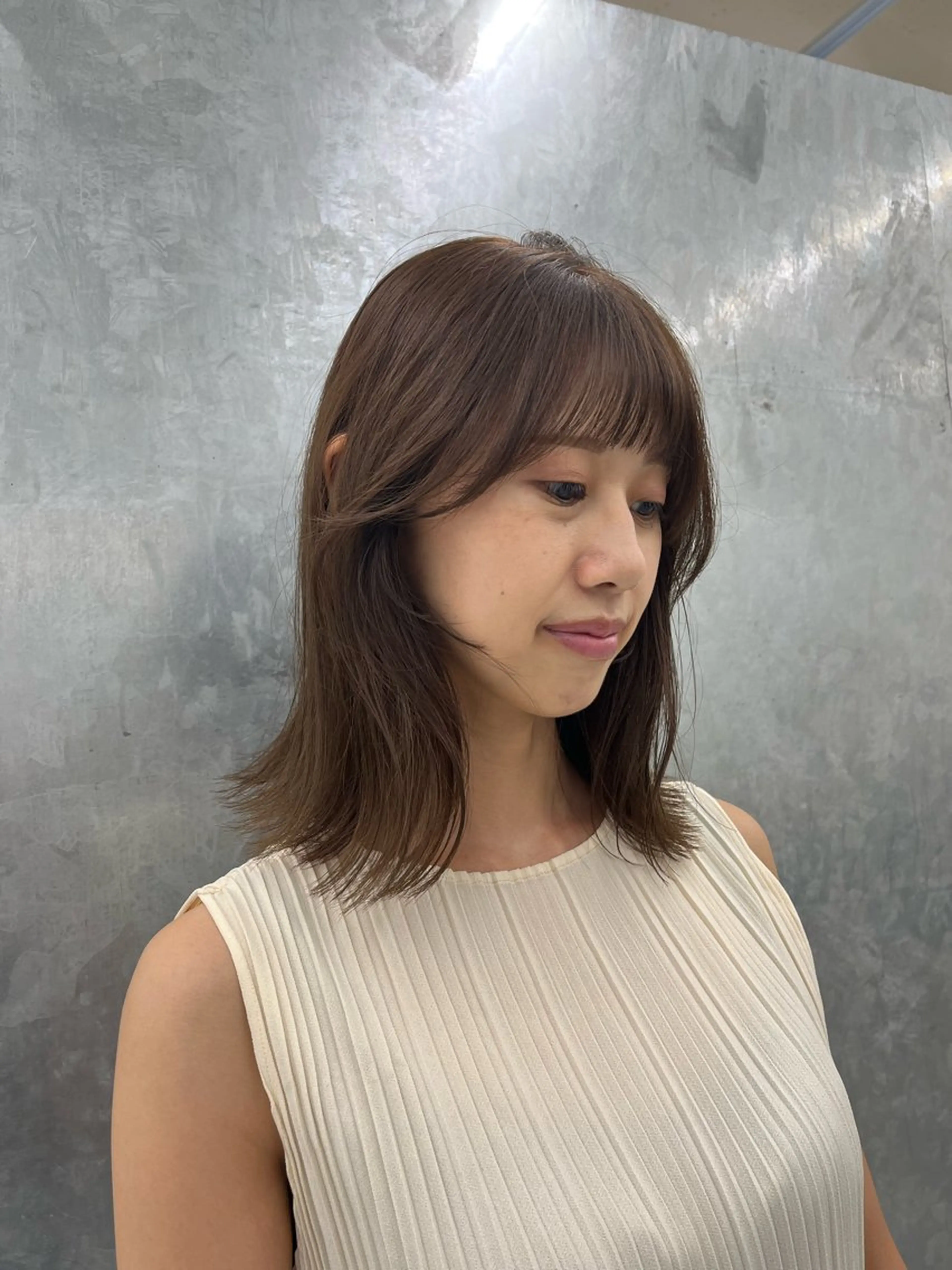 ミディアム カット ヘアカラー トリートメント Kansaku /池 袋/透明感カラー🌿のヘアスタイル