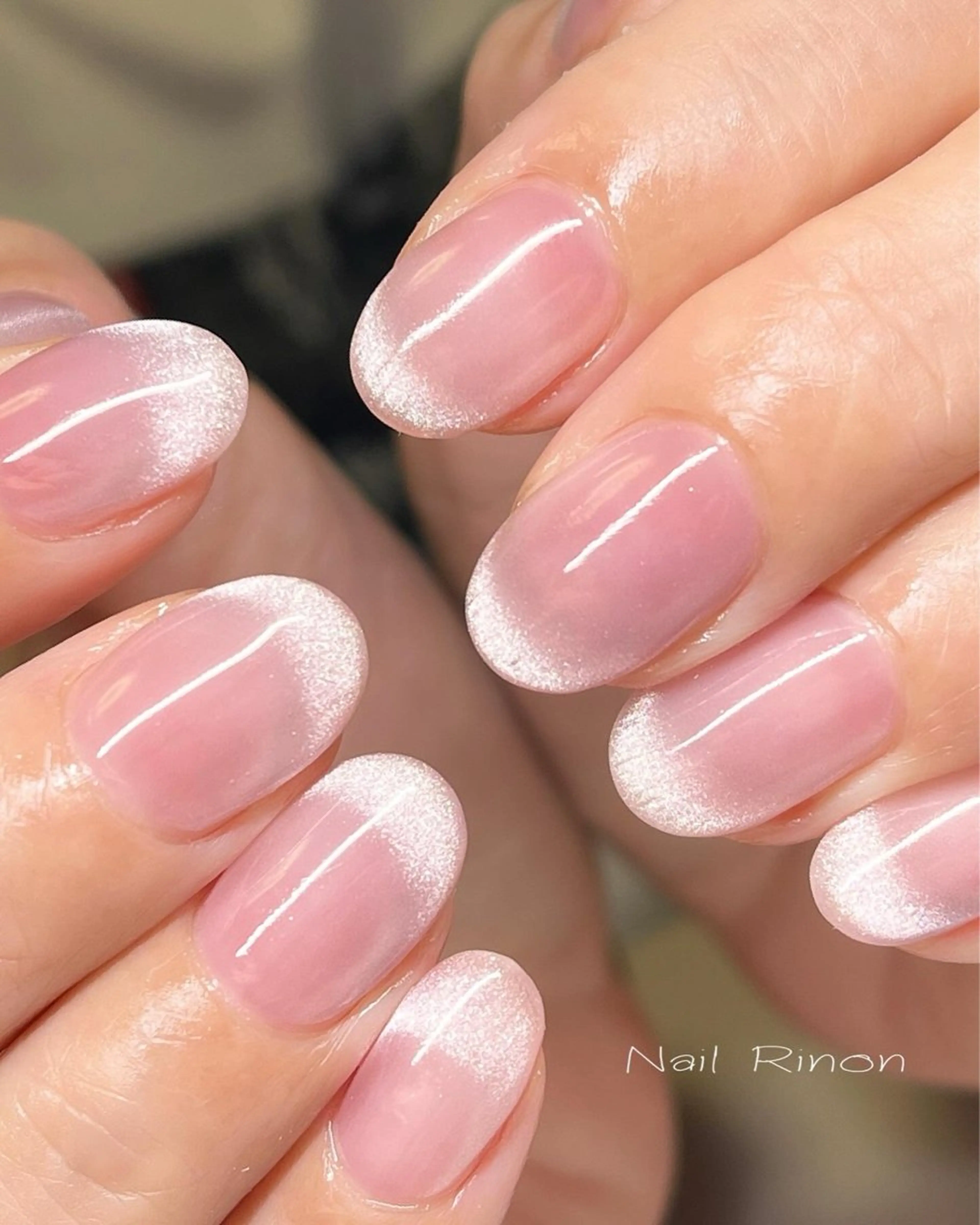 ネイル フレンチネイル マグネットネイル マグネットフレンチ ハンドネイル Nail Rinonのネイルデザイン