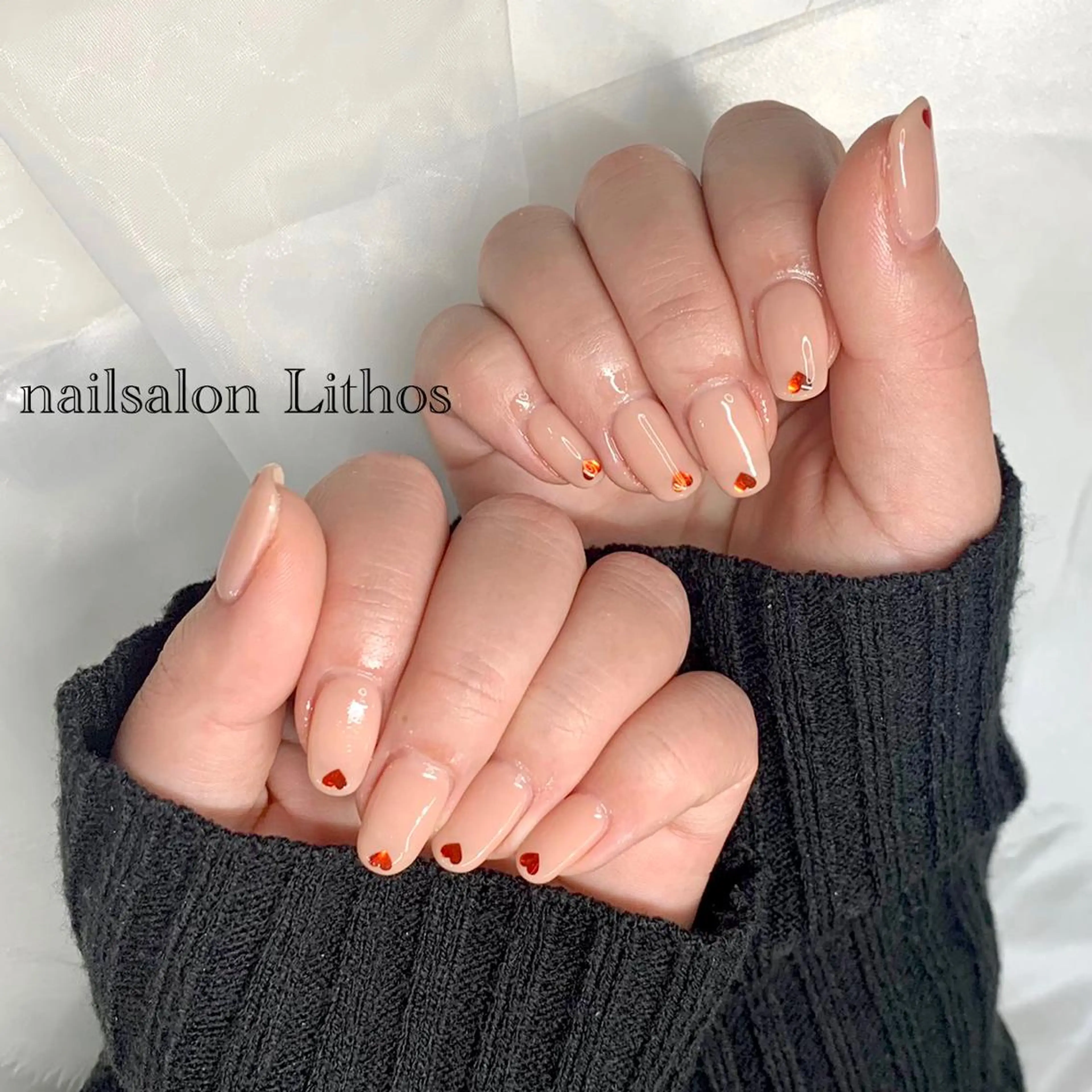 ネイル ハート ハンドネイル nailsalon Lithos所属・nailsalon Recontreのネイルデザイン