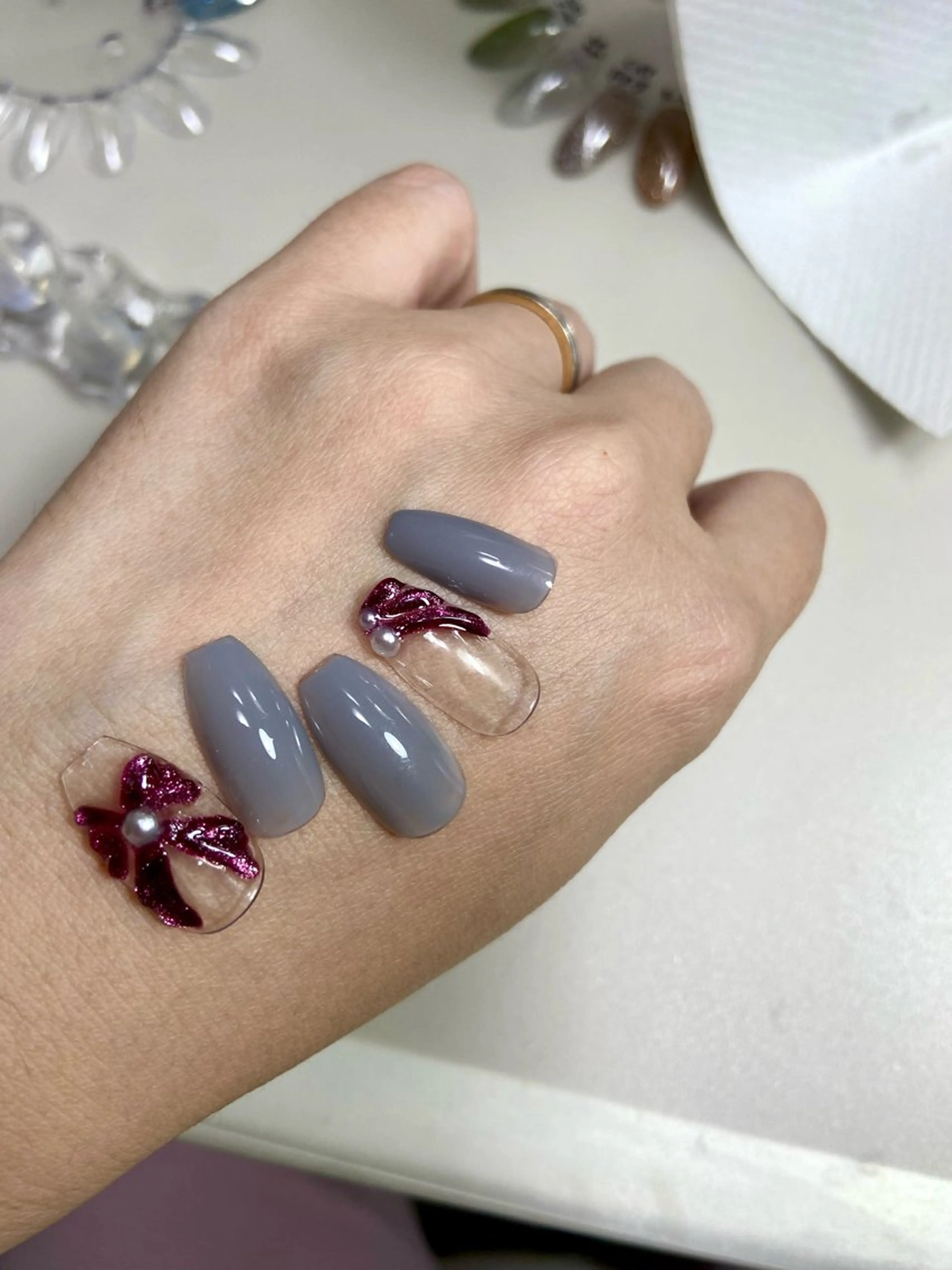 ネイル アートネイル キラキラネイル マグネットネイル ハンドネイル ﾈｲﾙｻﾛﾝ Bellefleurのネイルデザイン