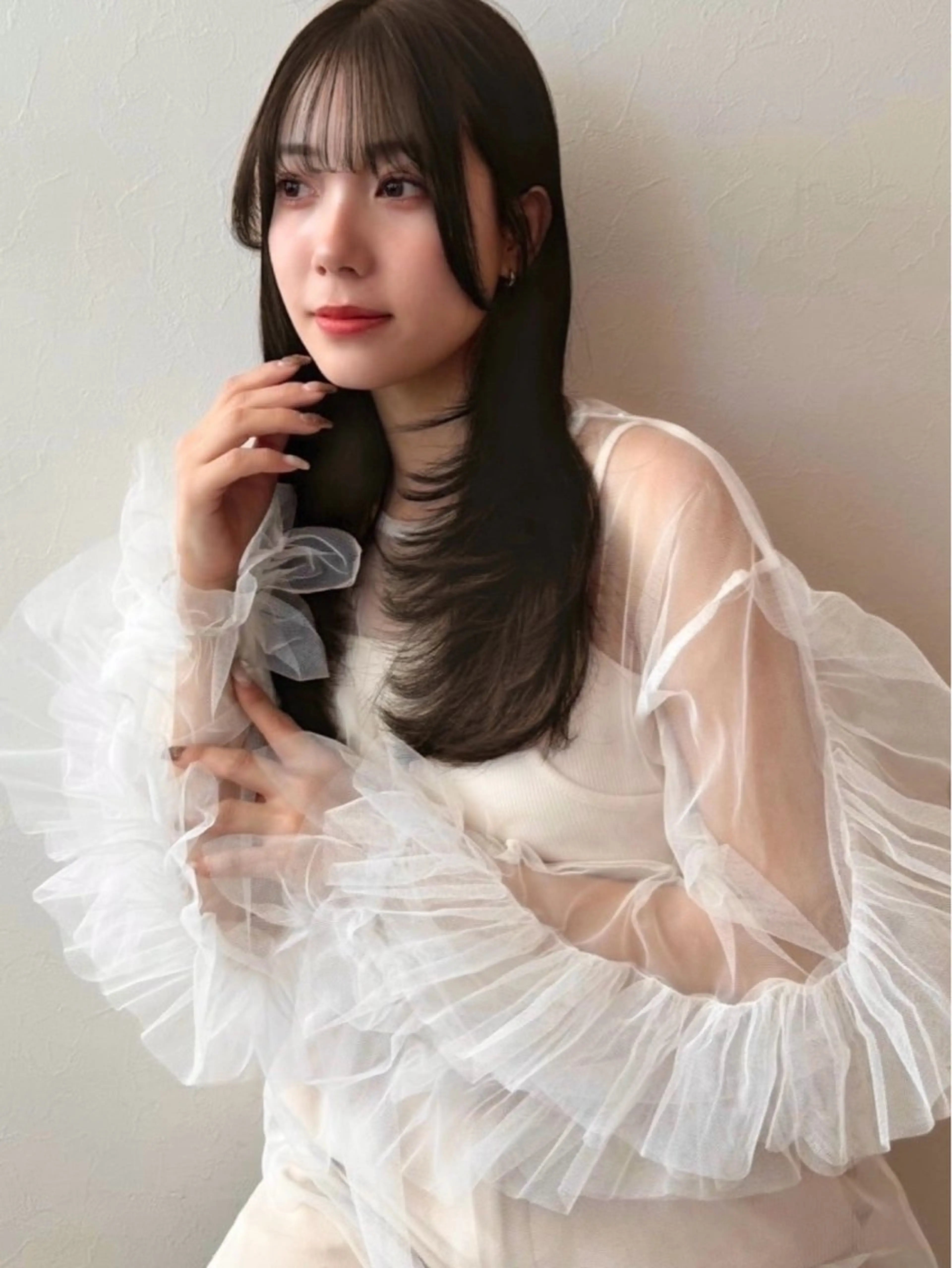 セミロング カット ヘアカラー トリートメント モテ髪‎🫧赤み消し カラー表参道きょうこのヘアスタイル