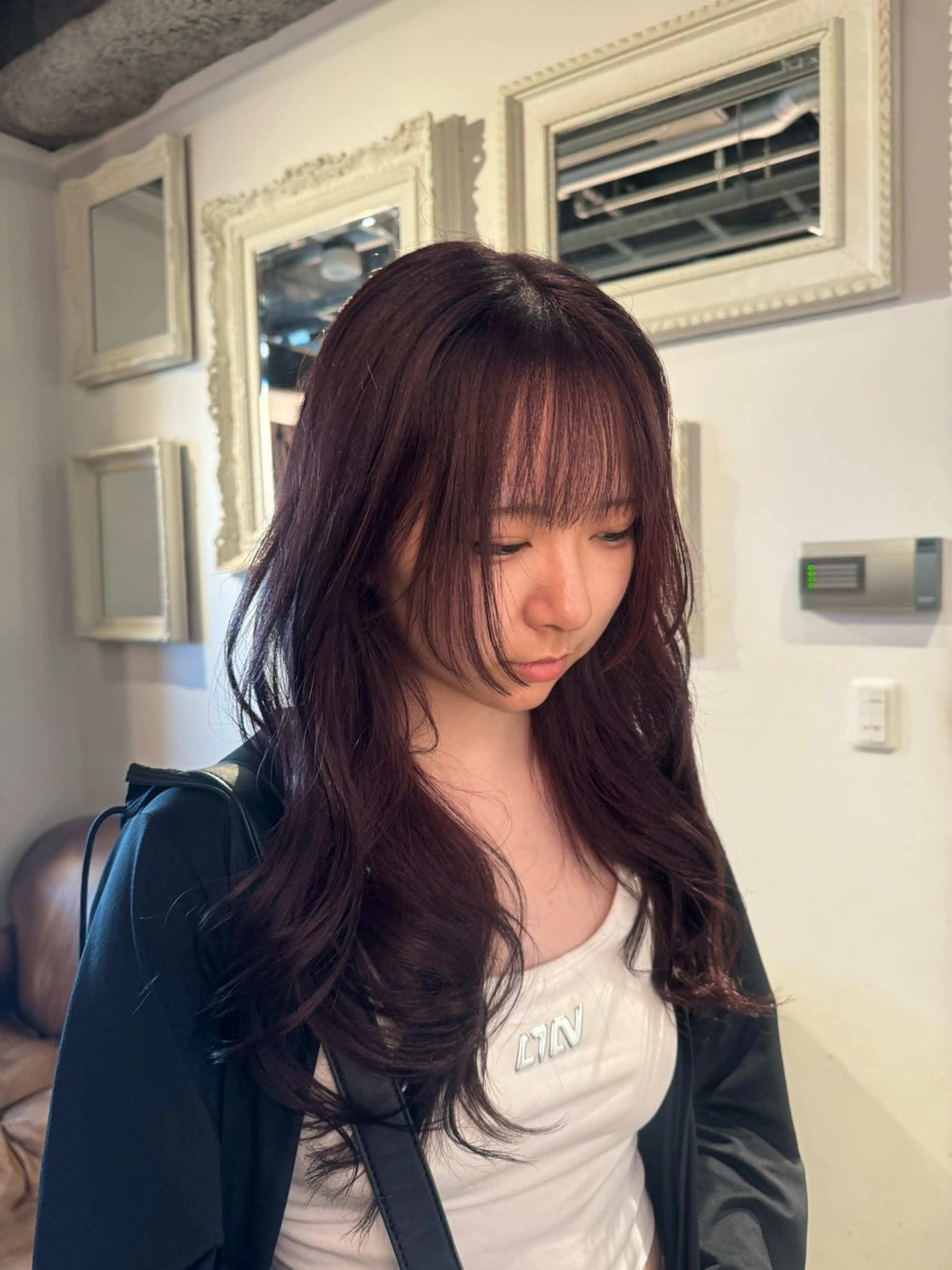 🍒前髪カット&シングルカラー(ミディアム)の写真