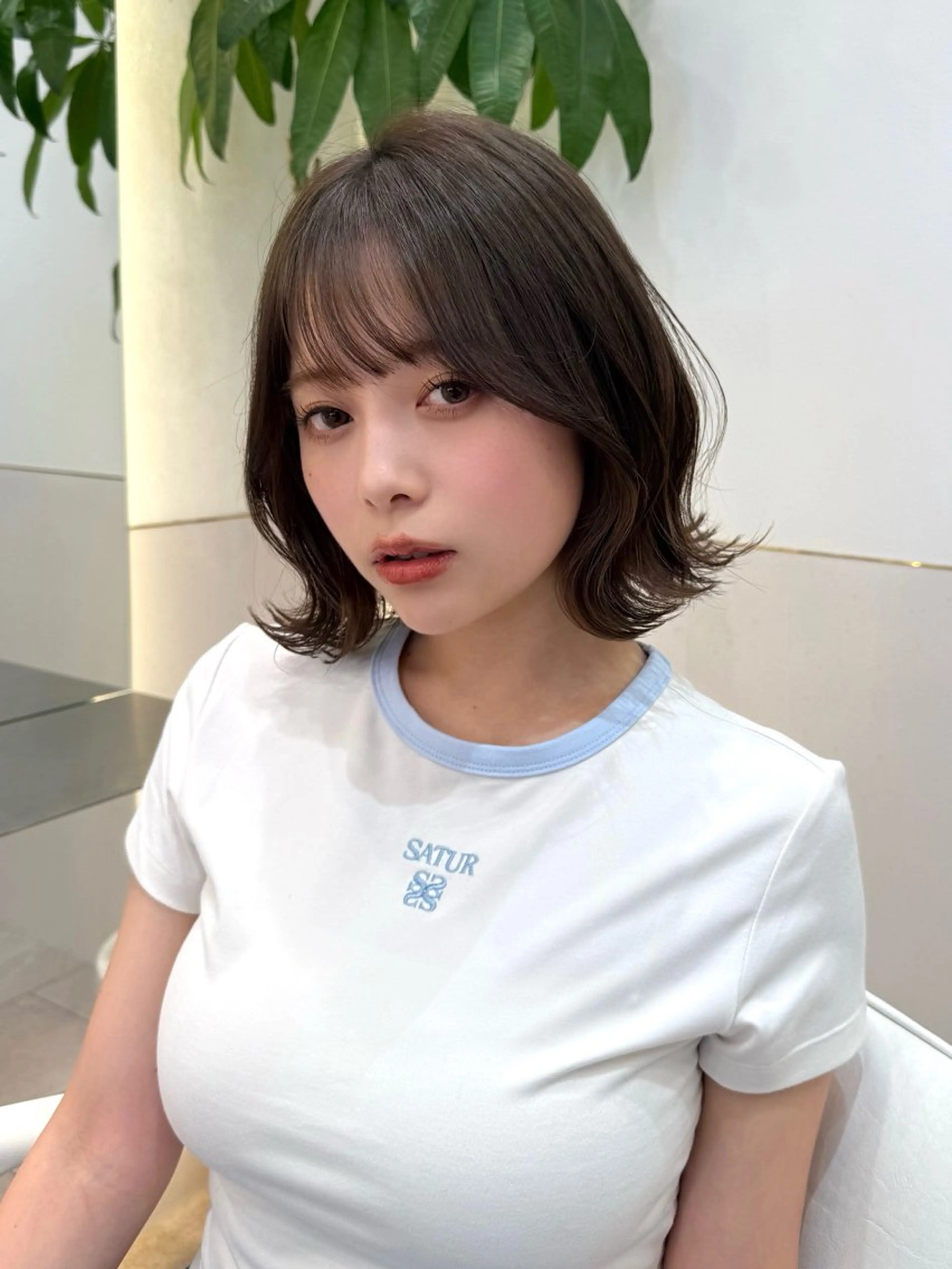 ミディアム カット ヘアカラー トリートメント 新宿/髪質改善/ボブ 韓国レイヤー大重聖斗のヘアスタイル