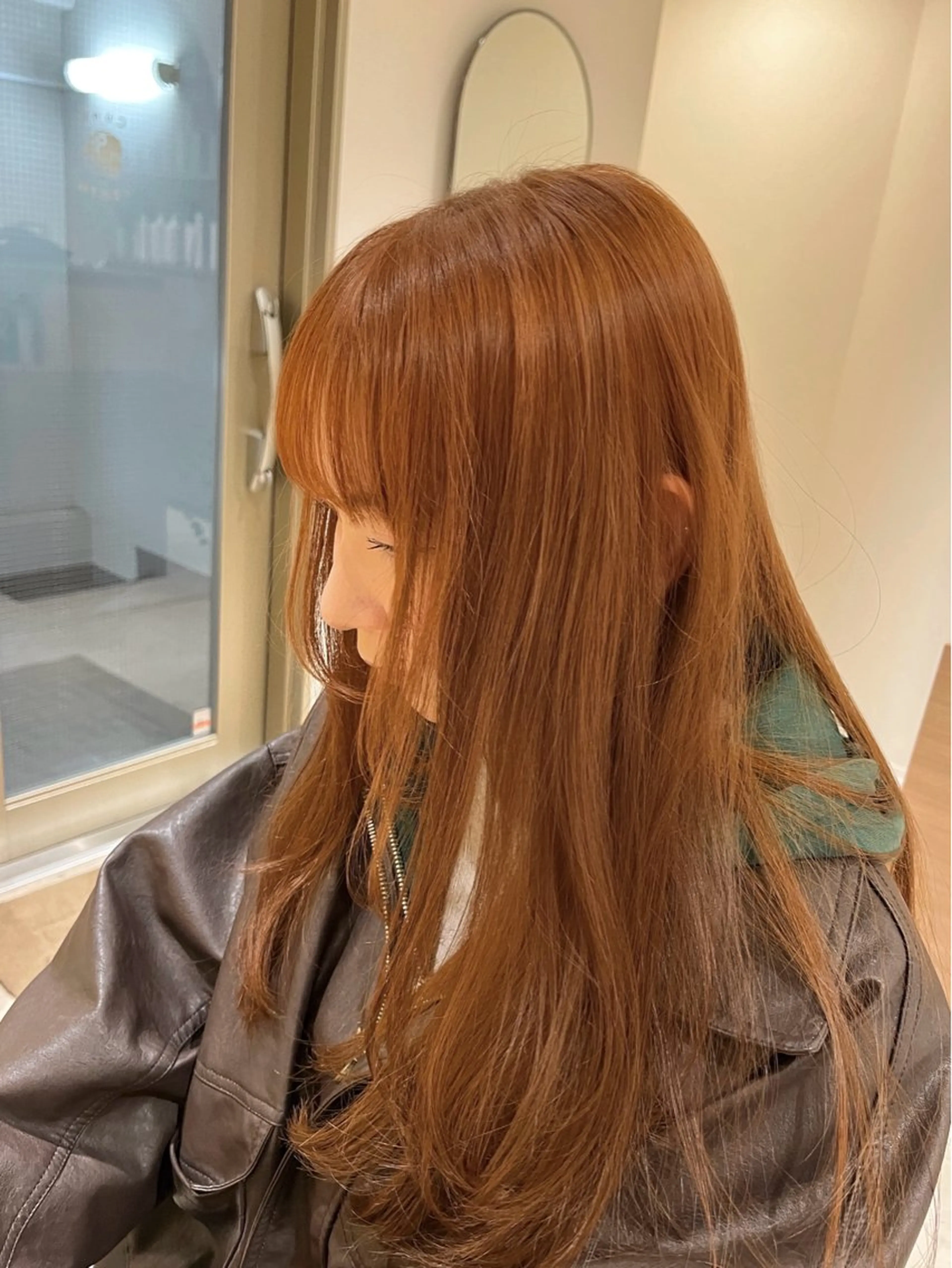 ロング カラー ブリーチ ブリーチなしカラー オレンジ カット ヘアカラー トリートメント KANO🌷 ブリーチなしカラーのヘアスタイル