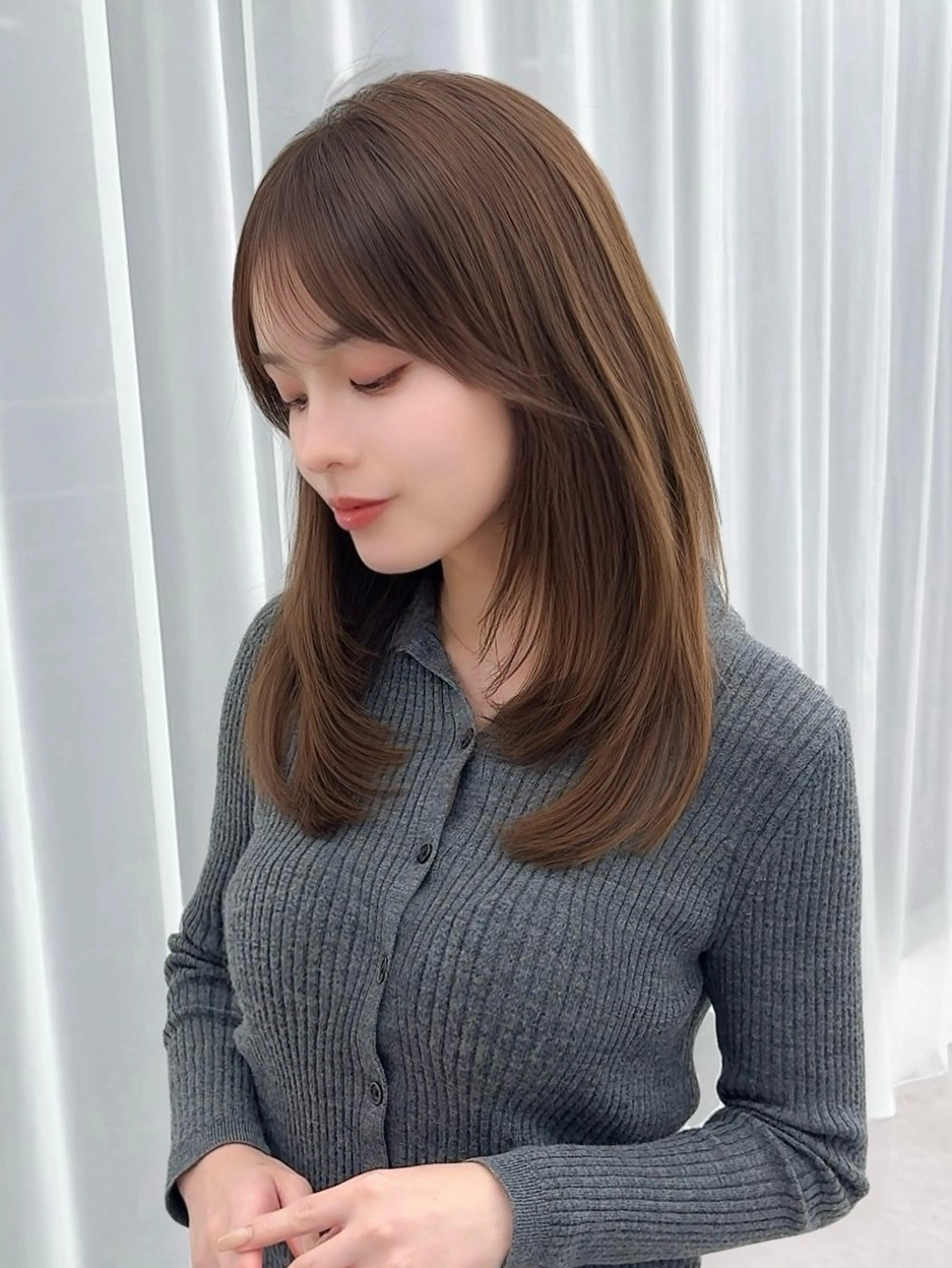 ミディアム カラー ヘアアレンジ カット ヘアカラー トリートメント 顔周り&ミディアム 特化/池袋/kokiのヘアスタイル