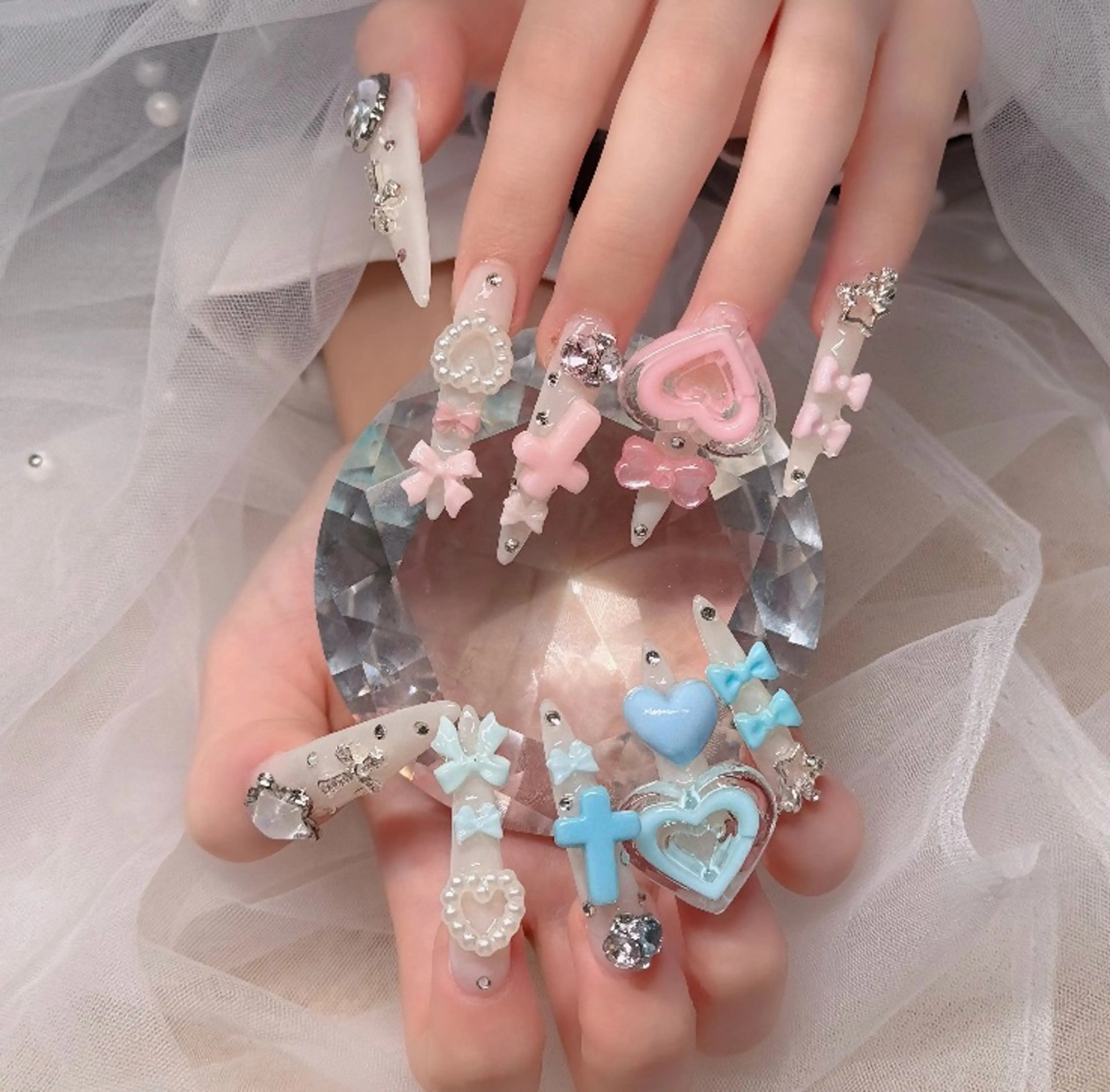 ネイル 長さ出し フレンチネイル 韓国ネイル レース マグネットネイル ハンドネイル nami ナミのネイルデザイン