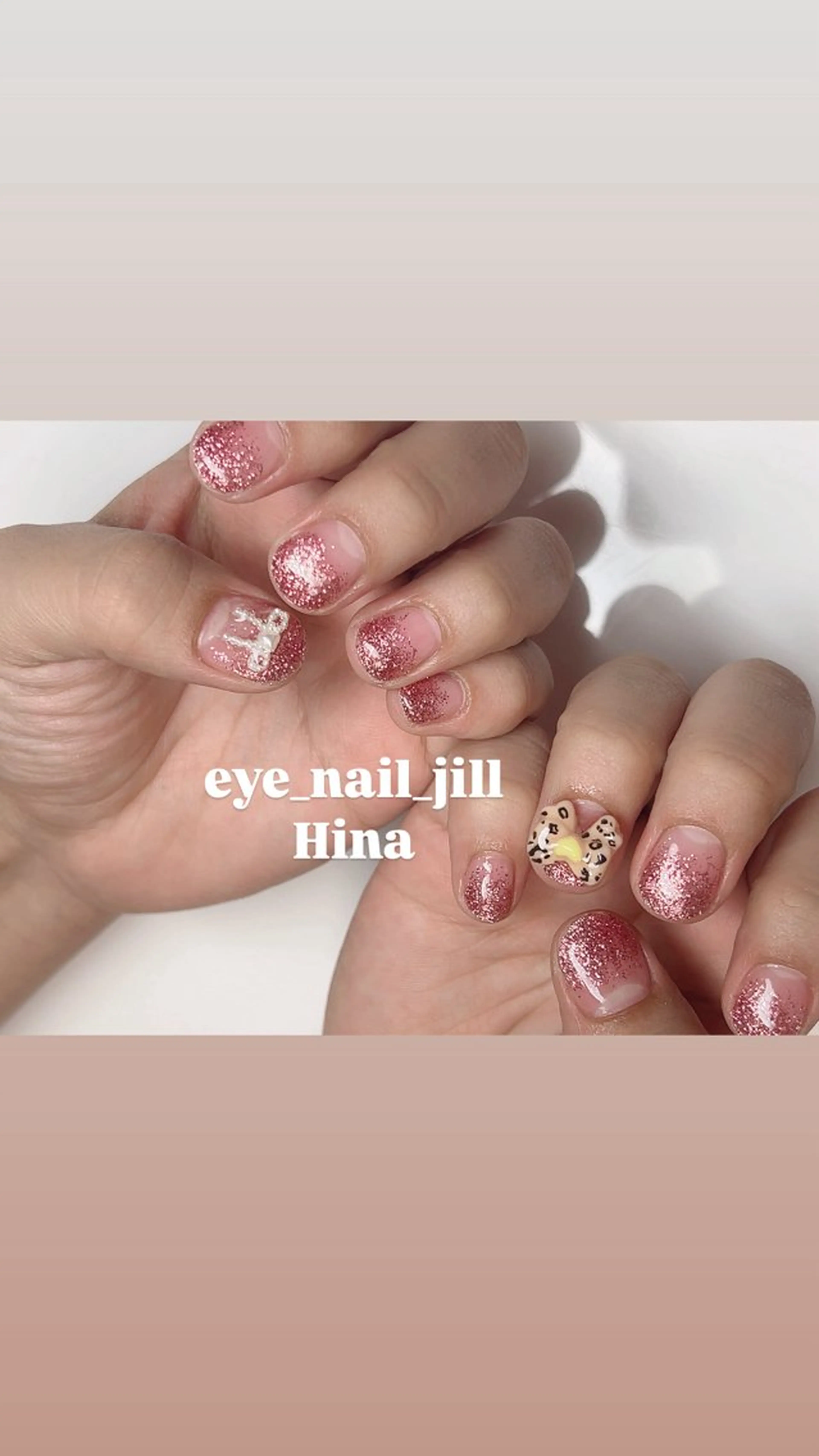ネイル 長さ出し ラメ(グリッター) ラメグラデーション リボン ハンドネイル 🎀JILL HINA🎀のネイルデザイン