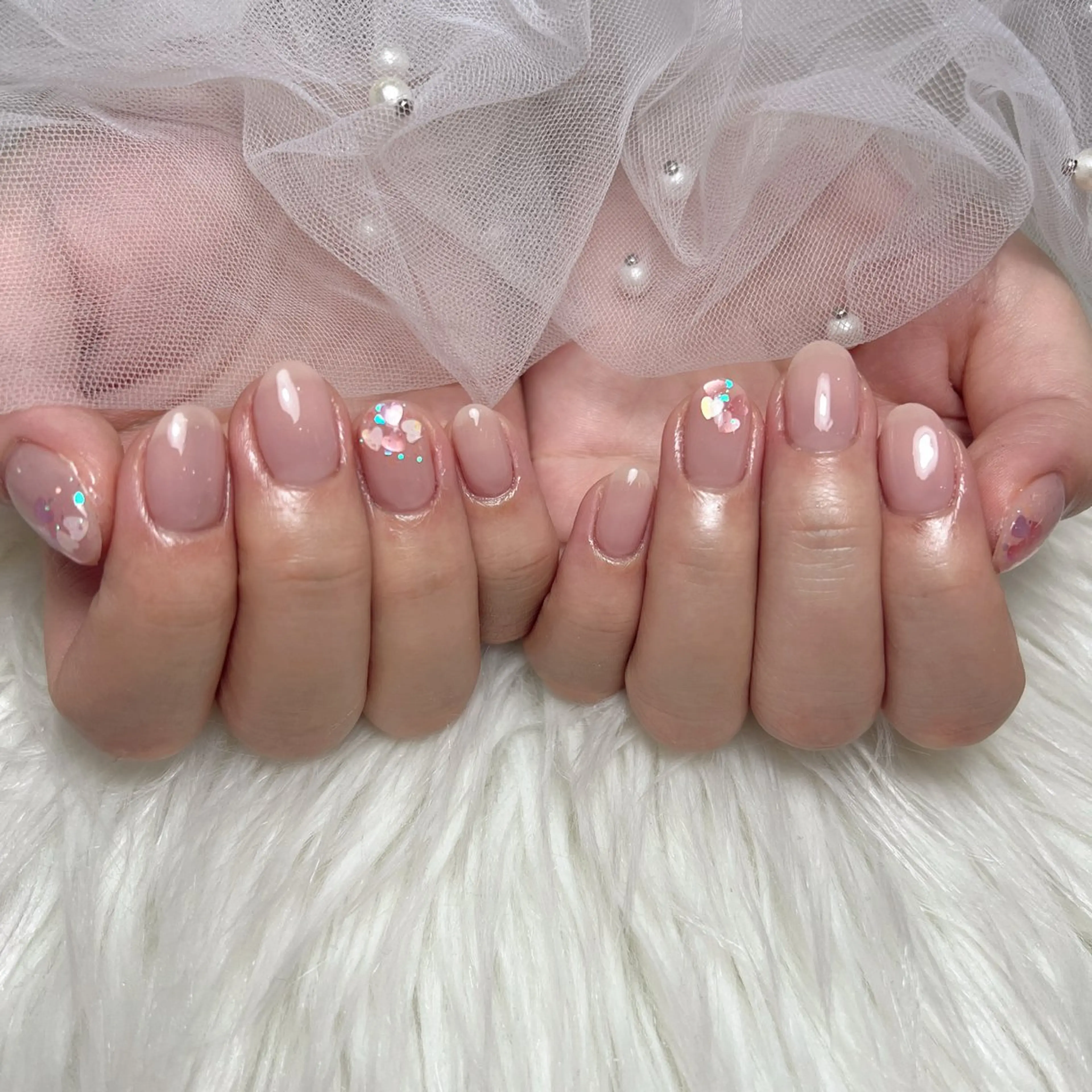 ネイル 長さ出し フットネイル フレンチネイル ガラスフレンチ グラデーション ハンドネイル M2beauty Renaのネイルデザイン