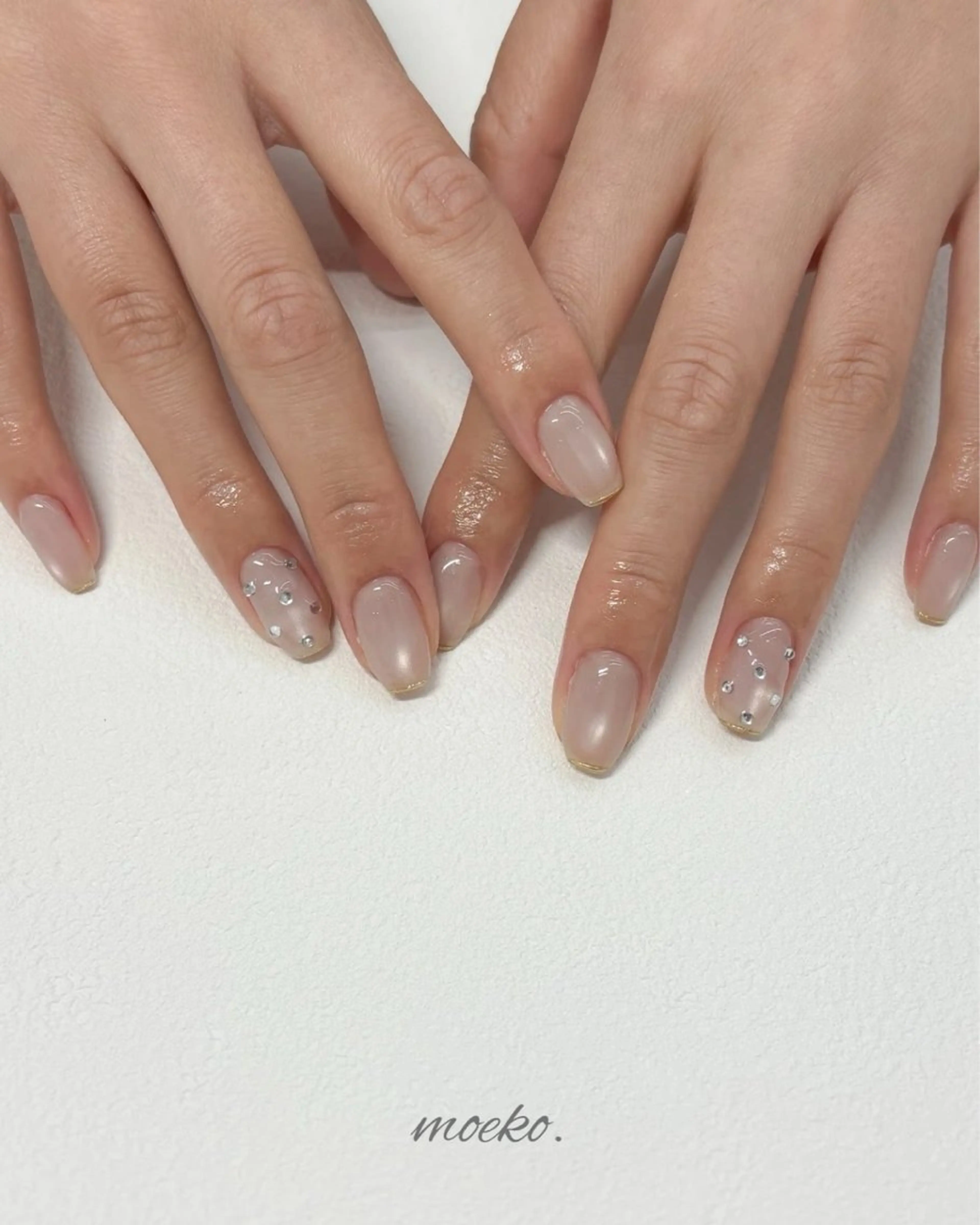 ネイル ドット 氷ネイル・うるうるネイル ミラーネイル ハンドネイル moeko nailのネイルデザイン