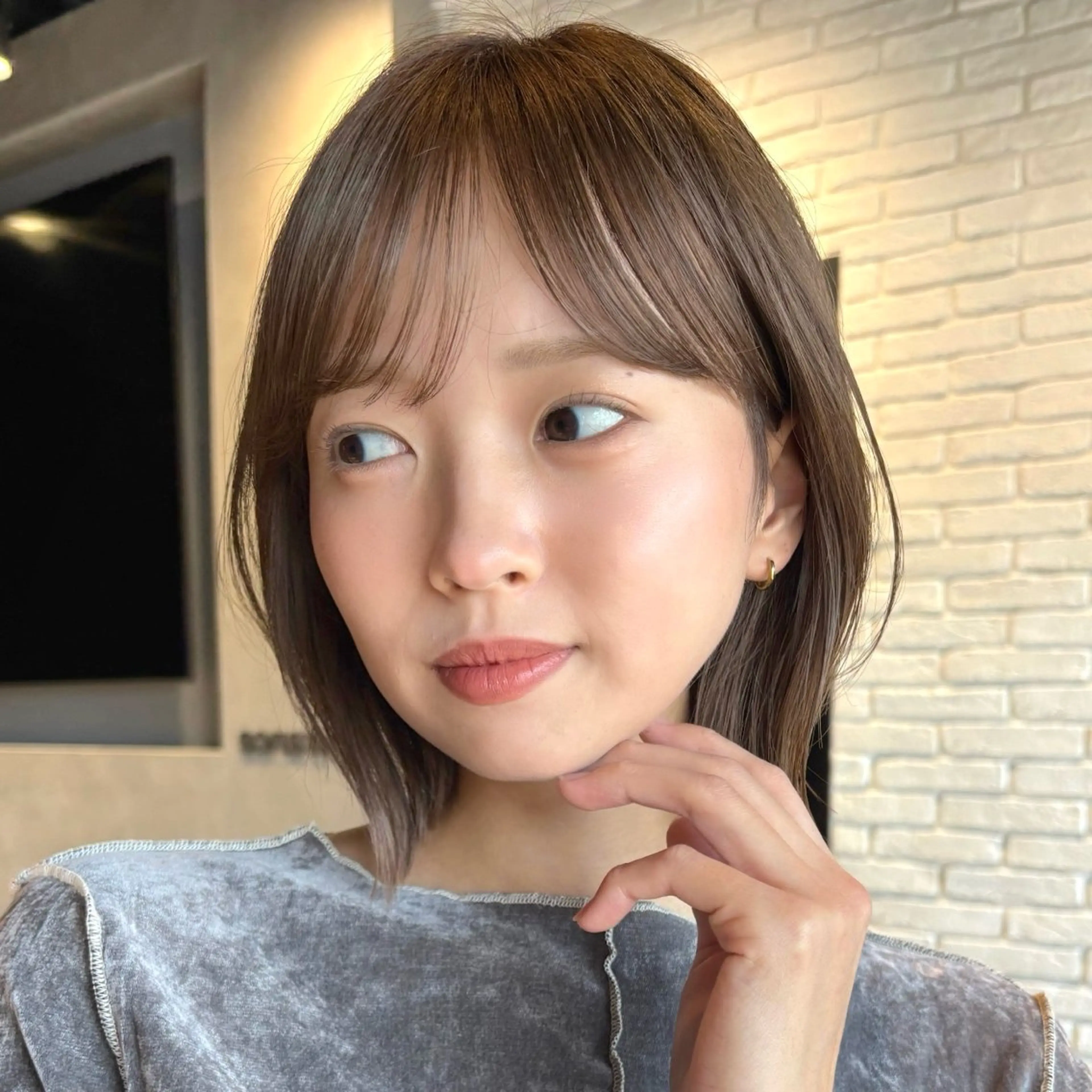 ショート カラー ベージュカラー ブリーチ 透明感カラー ブリーチなしカラー ボブ カット ヘアカラー トリートメント 顔まわり/レイヤー/ 透明感/まいな🥨のヘアスタイル