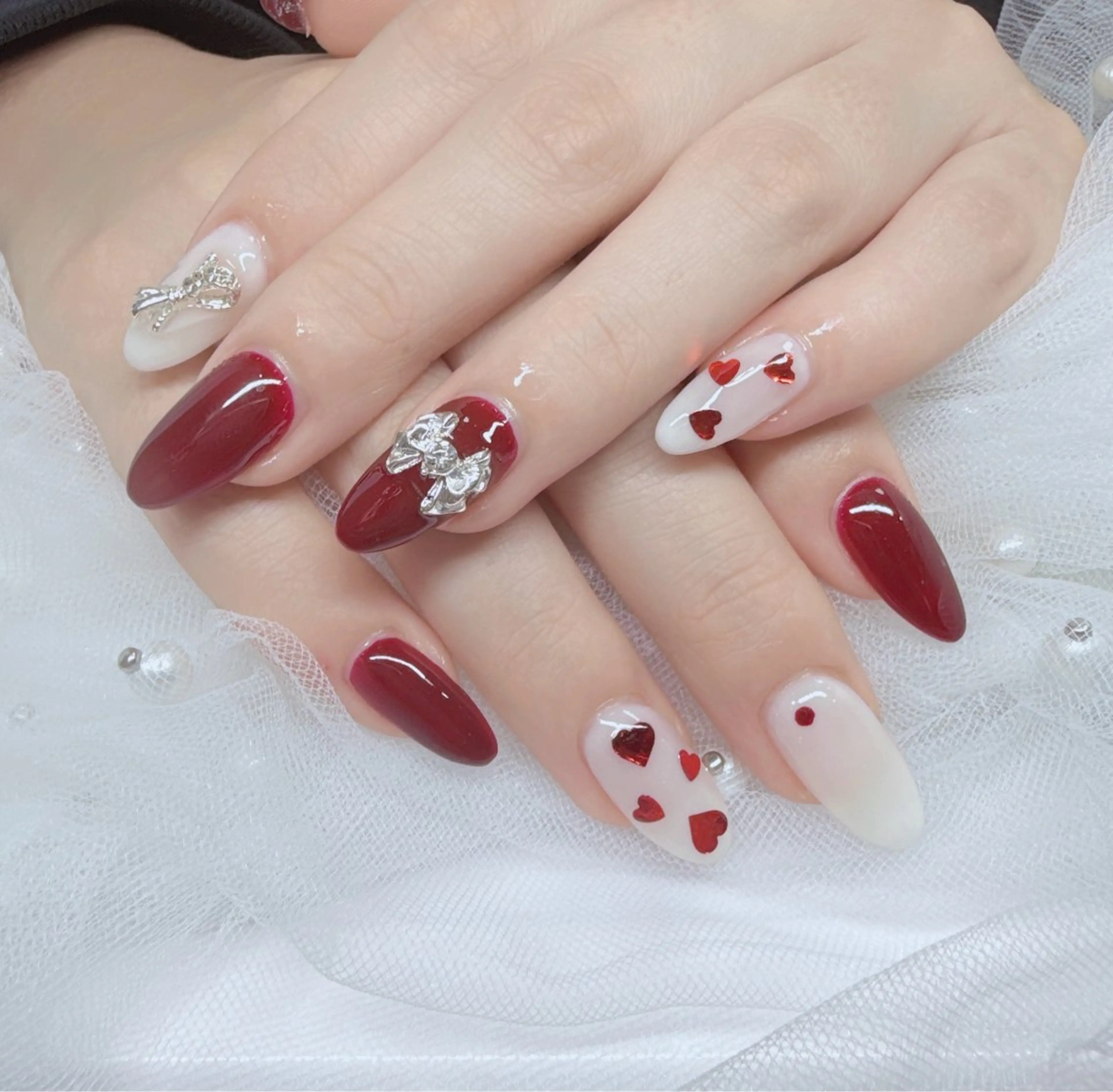 ケア＋チップ2本2色まで2本指で描くの写真