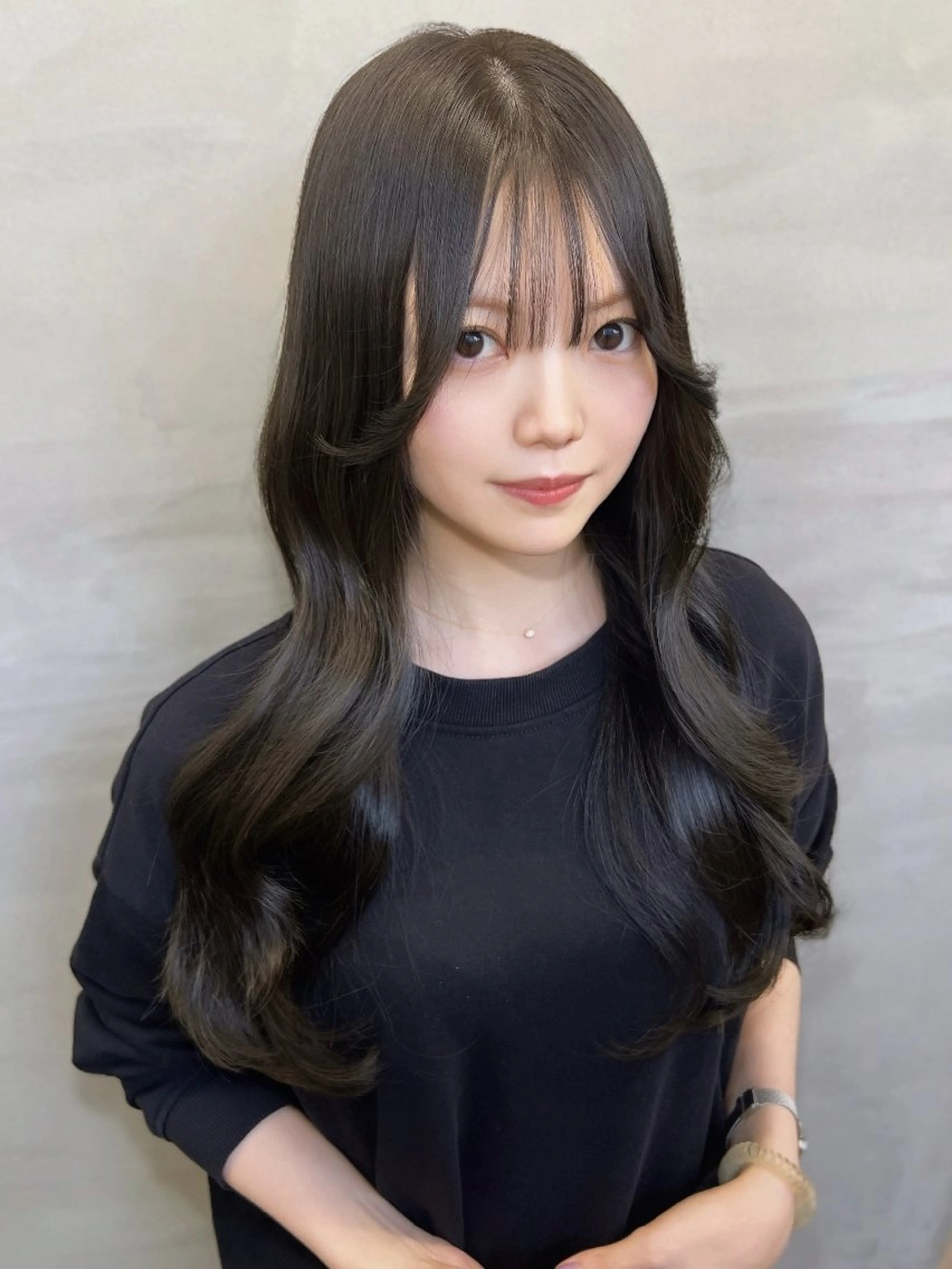 ロング カラー オリーブカラー 髪質改善 カット ヘアカラー トリートメント 艶髪/艶カラー/韓国 髪質改善/縮毛矯正のヘアスタイル