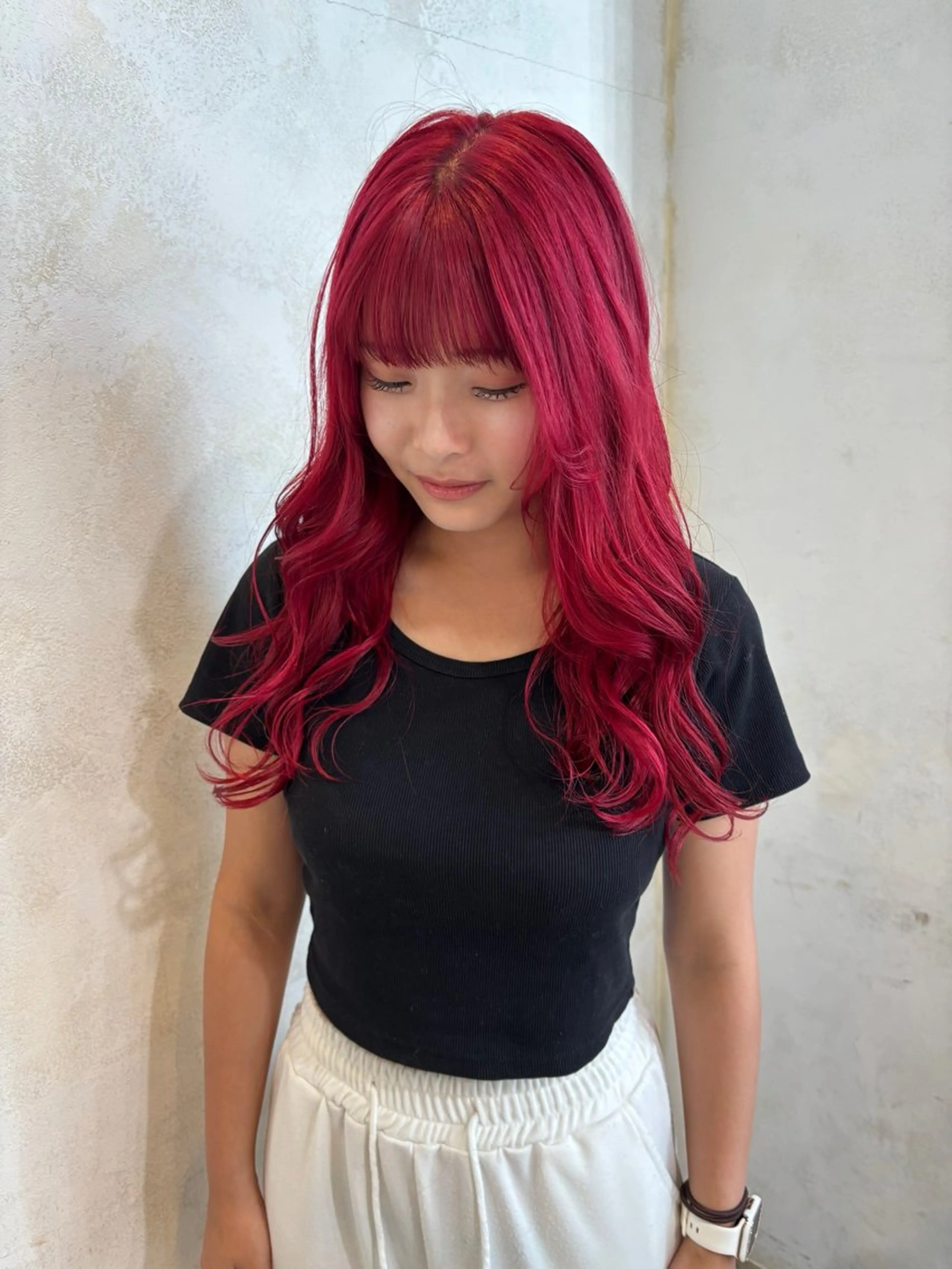 カラー ブリーチ レッドカラー 伊藤 優衣 /カットモデル名古屋のヘアスタイル