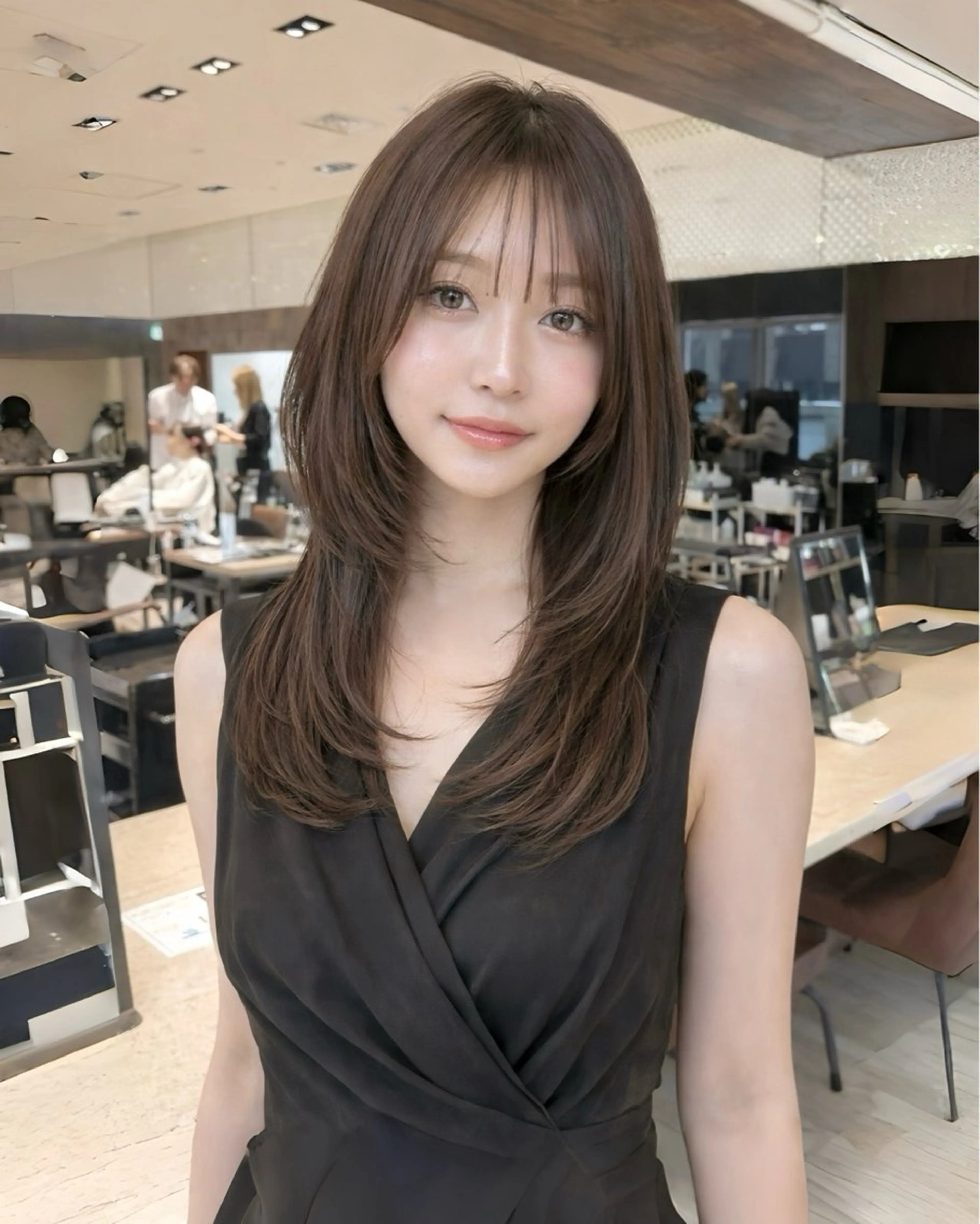 ロング レイヤーカット カット ヘアカラー トリートメント レイヤー/顔周り カット/松岡 祥利のヘアスタイル