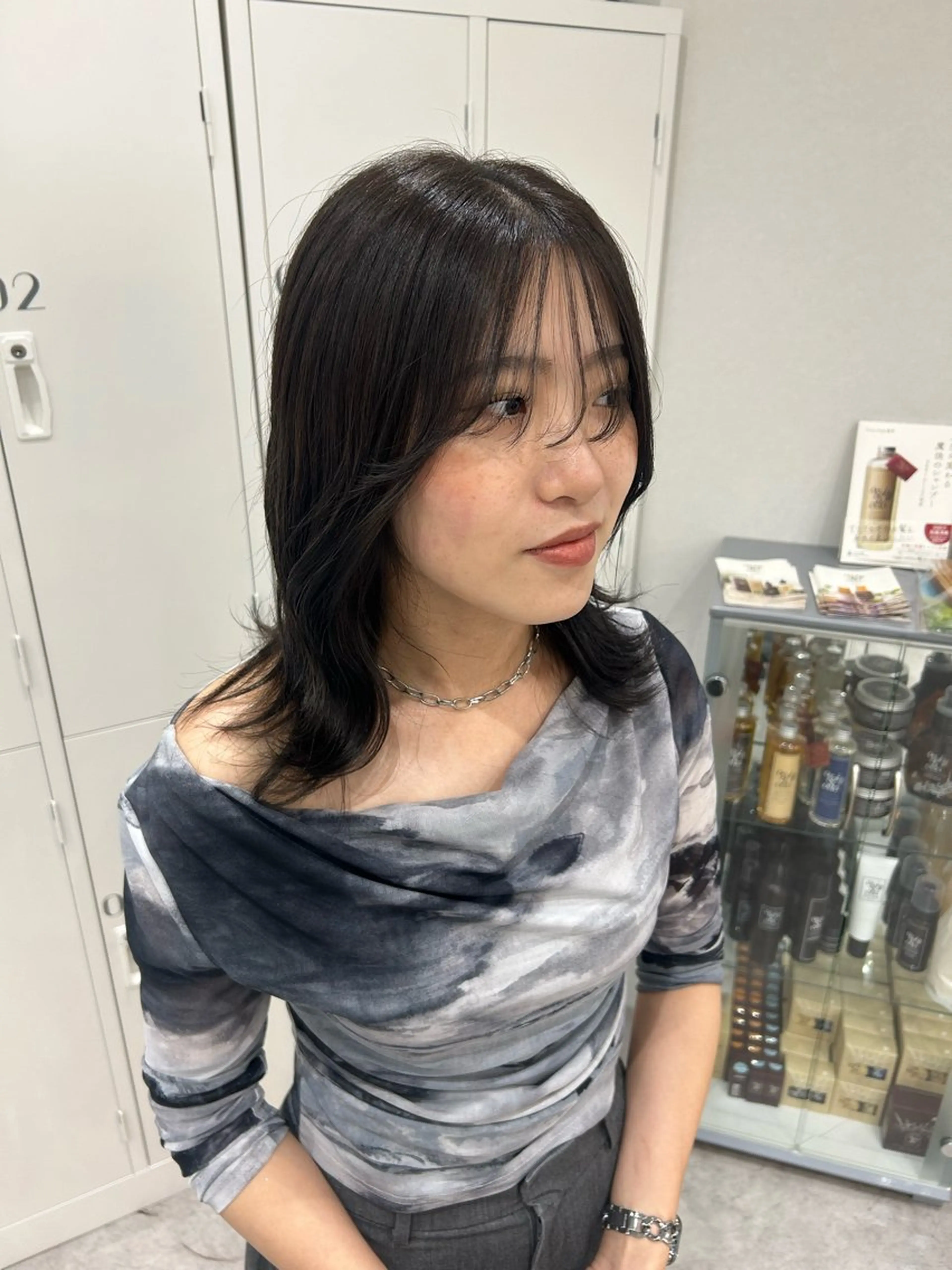 ミディアム カラー ヘアアレンジ アッシュ ヘアカラー ボブ /ニュアンス/ satomi🧸💖のヘアスタイル