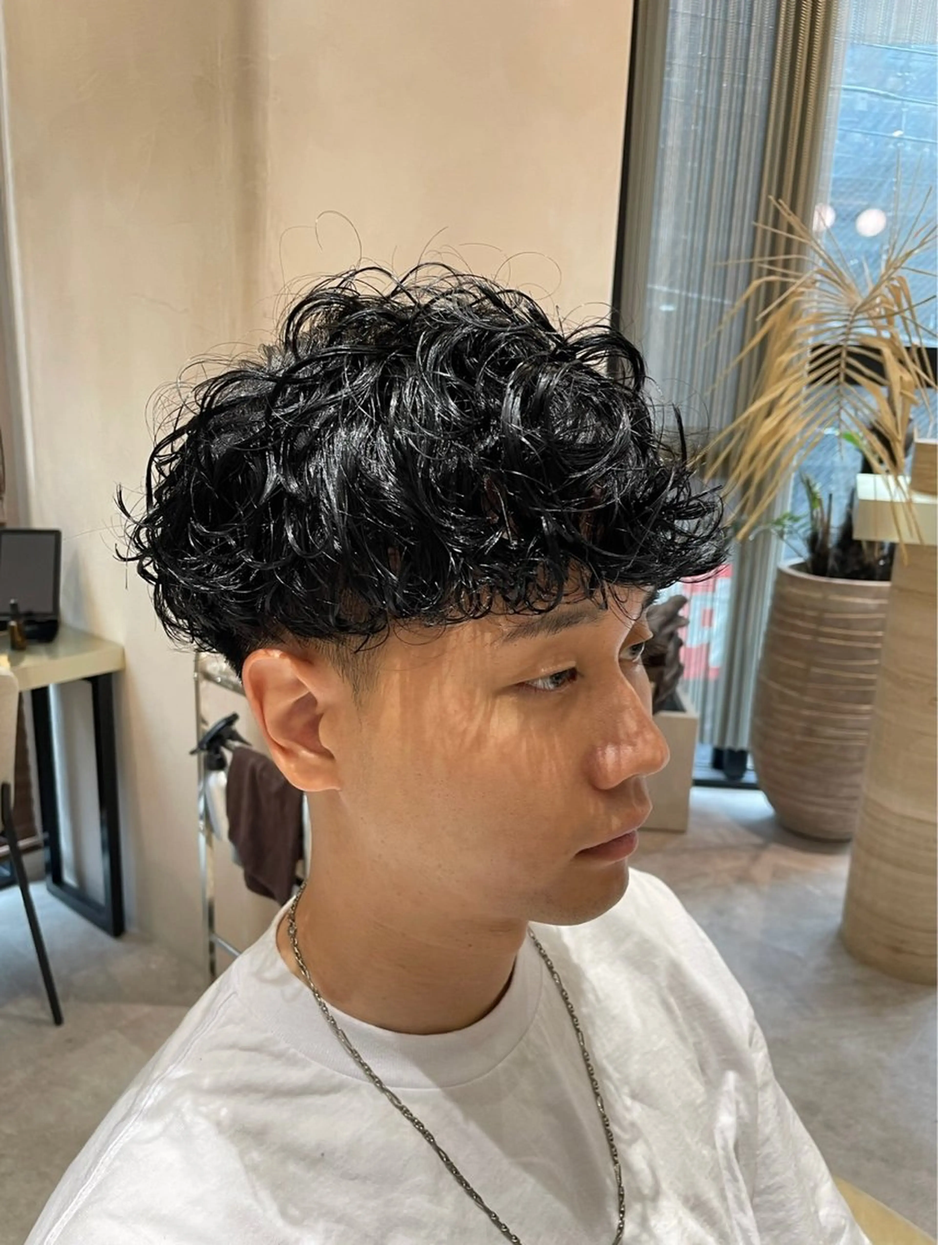 ショート パーマ メンズ メンズパーマ スペインカール カット 縮毛矯正 トリートメント 渋谷/メンズ特化/ 女子ウケ/FUKAのヘアスタイル