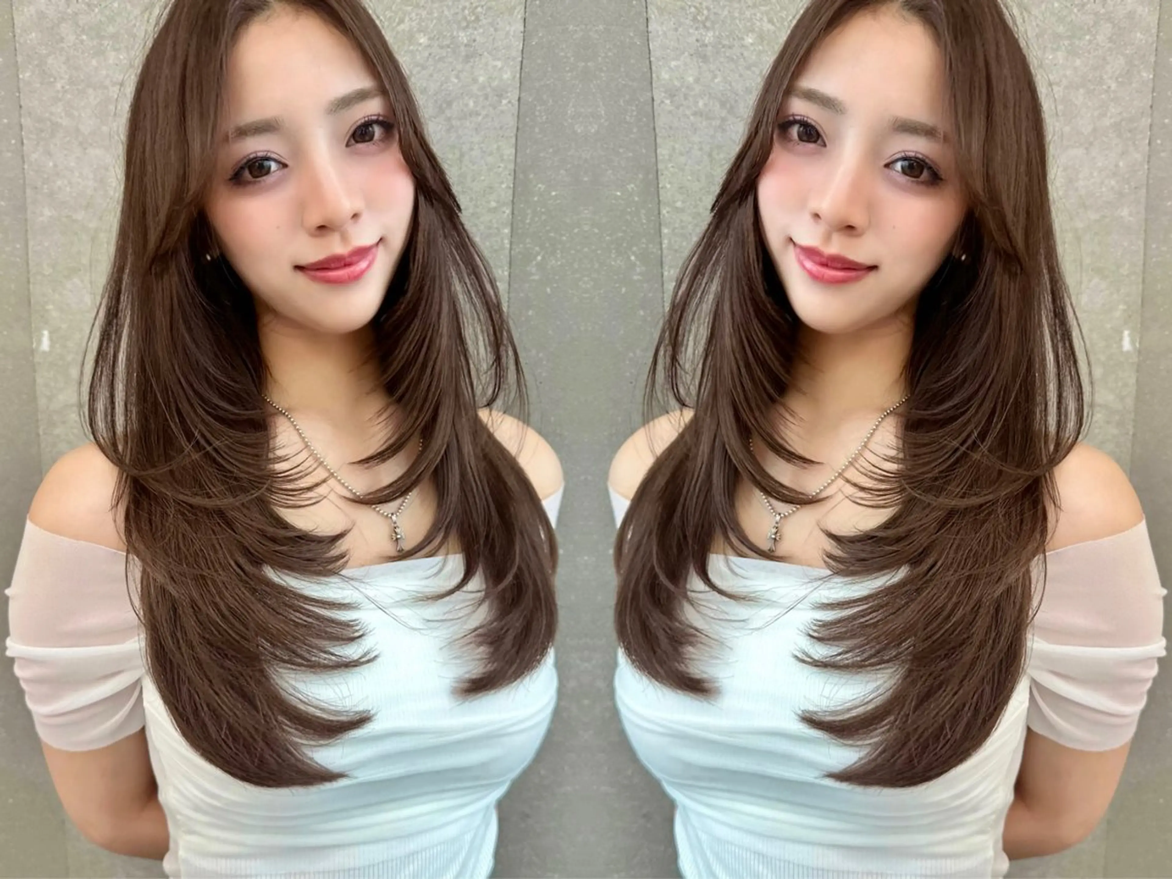 ロング カラー ブラウンカラー 透明感カラー レイヤーカット 小顔カット カット ヘアカラー トリートメント ショート/ボブ 岡田洸太のヘアスタイル