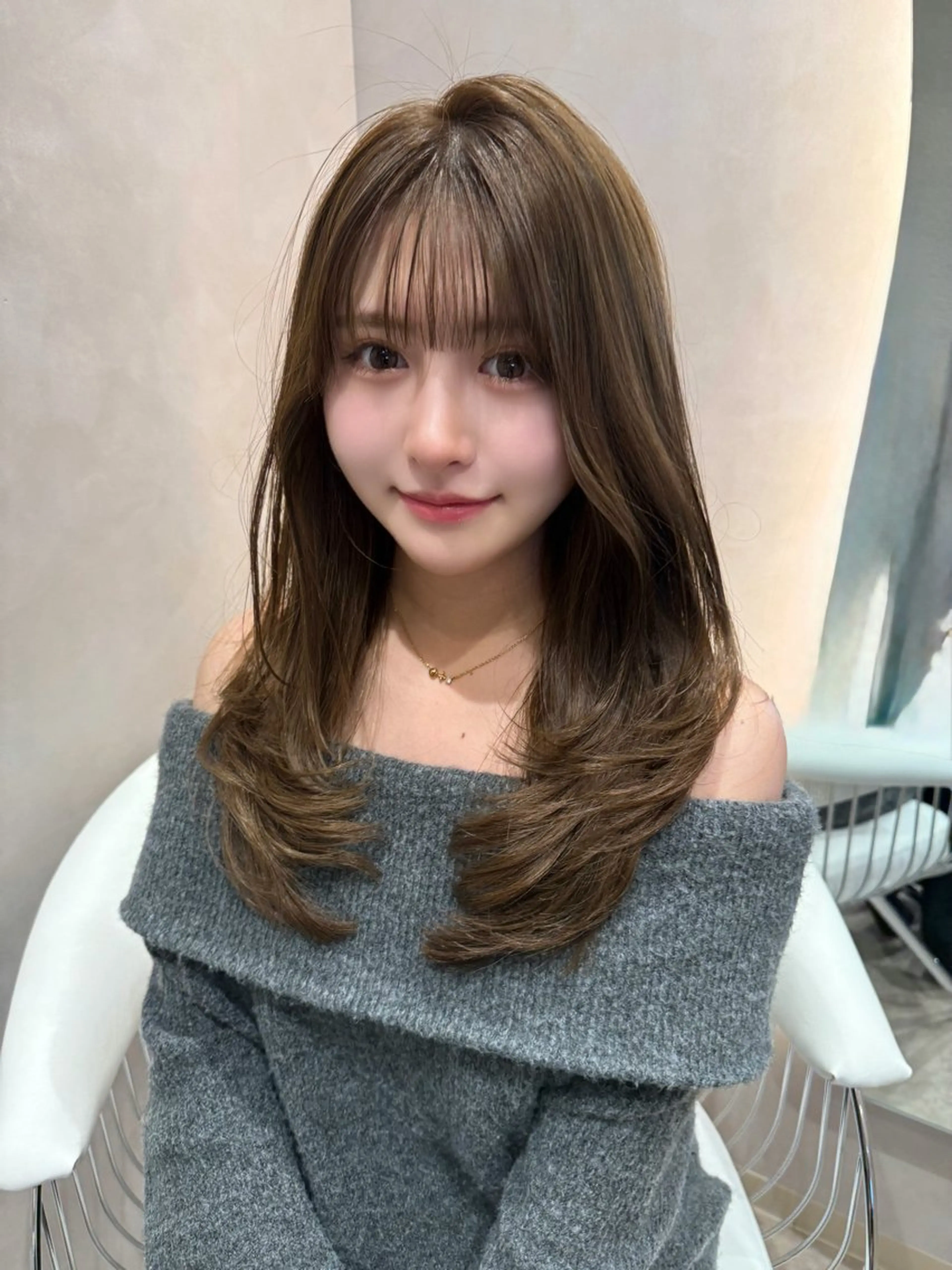 ロング 韓国風ヘア レイヤーカット 小顔カット カット ヘアカラー 韓国ヘア/レイヤー/ 前髪/髪質改善/石川のヘアスタイル