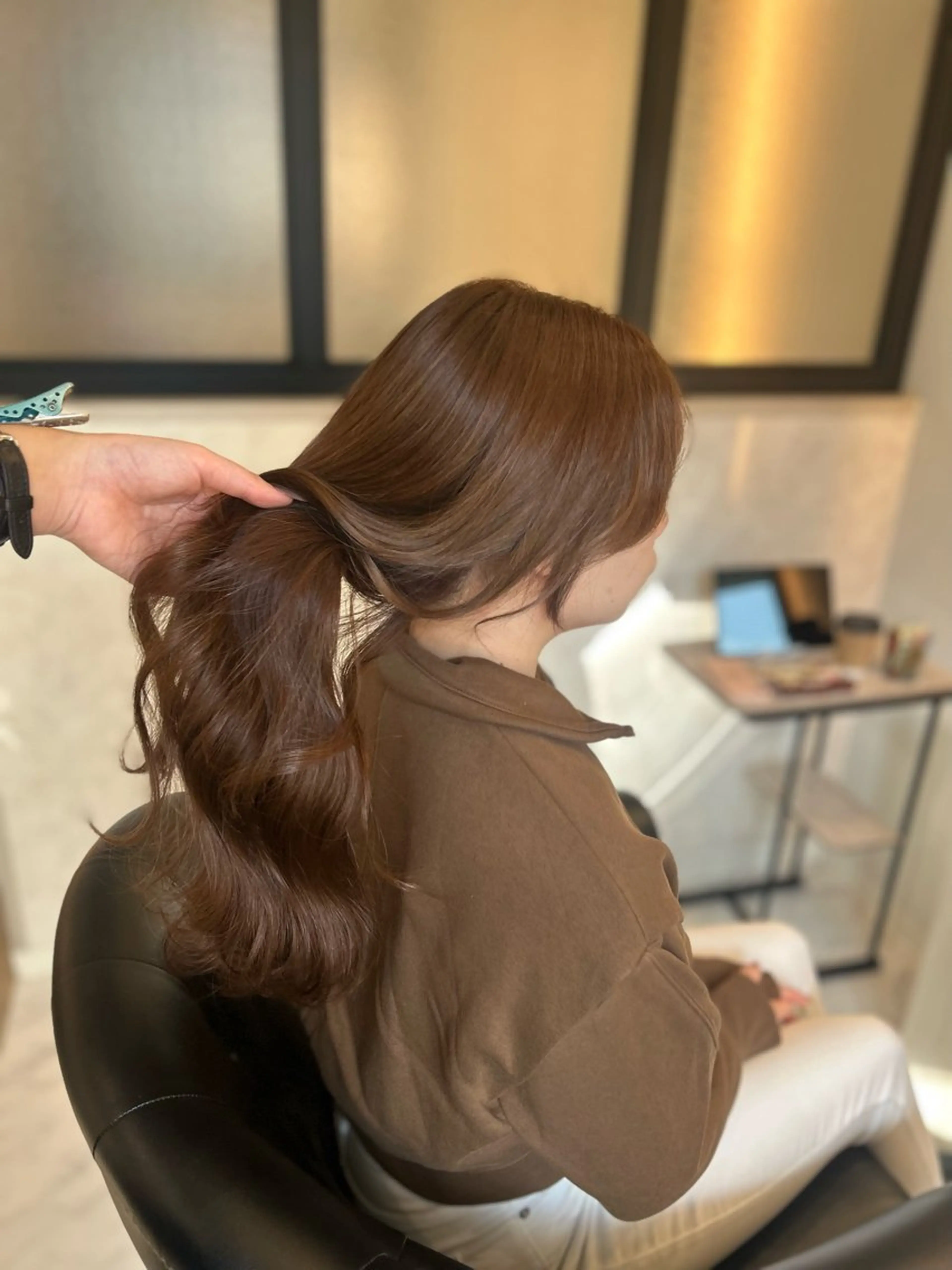 ロング カラー カット ヘアカラー トリートメント &chaLme   心斎橋所属・emi/髪質改善/ 韓国風/艶カラーのヘアスタイル