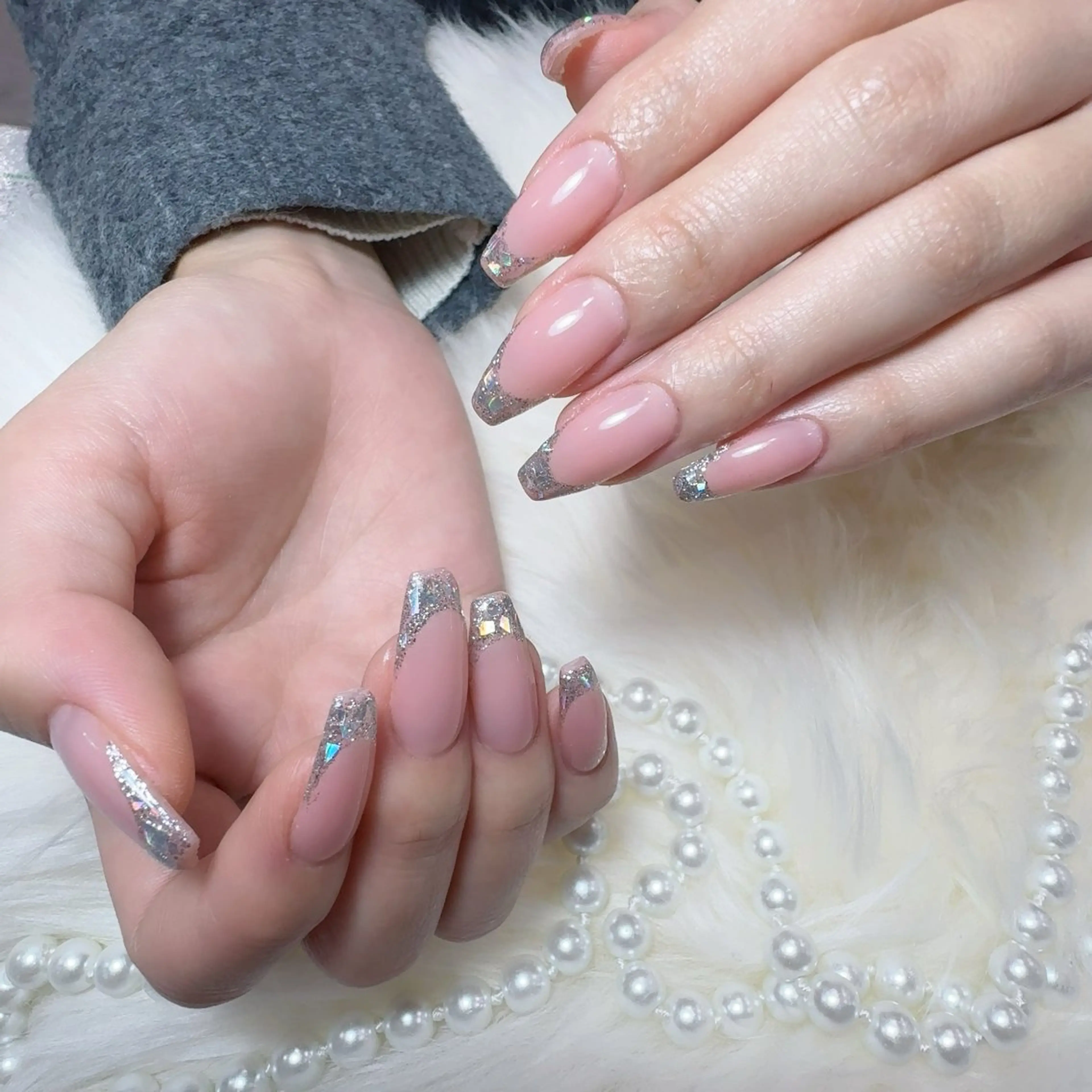 ネイル アートネイル フラッシュネイル フレンチネイル ジェルネイル ガラスフレンチ You&Me Yukiのネイルデザイン