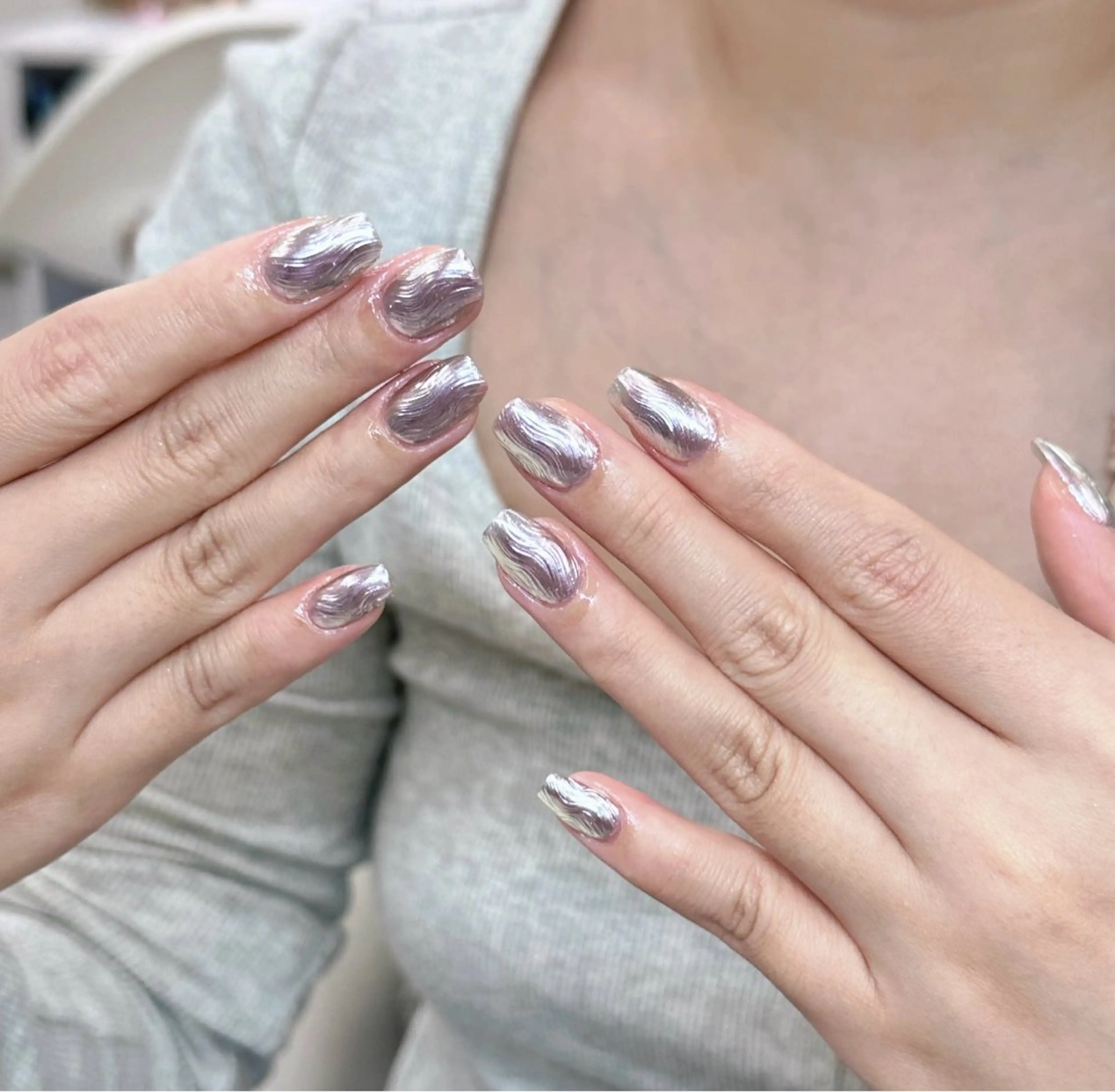 【自爪】マジックミラー粉ネイル（オフ追加¥500）の写真