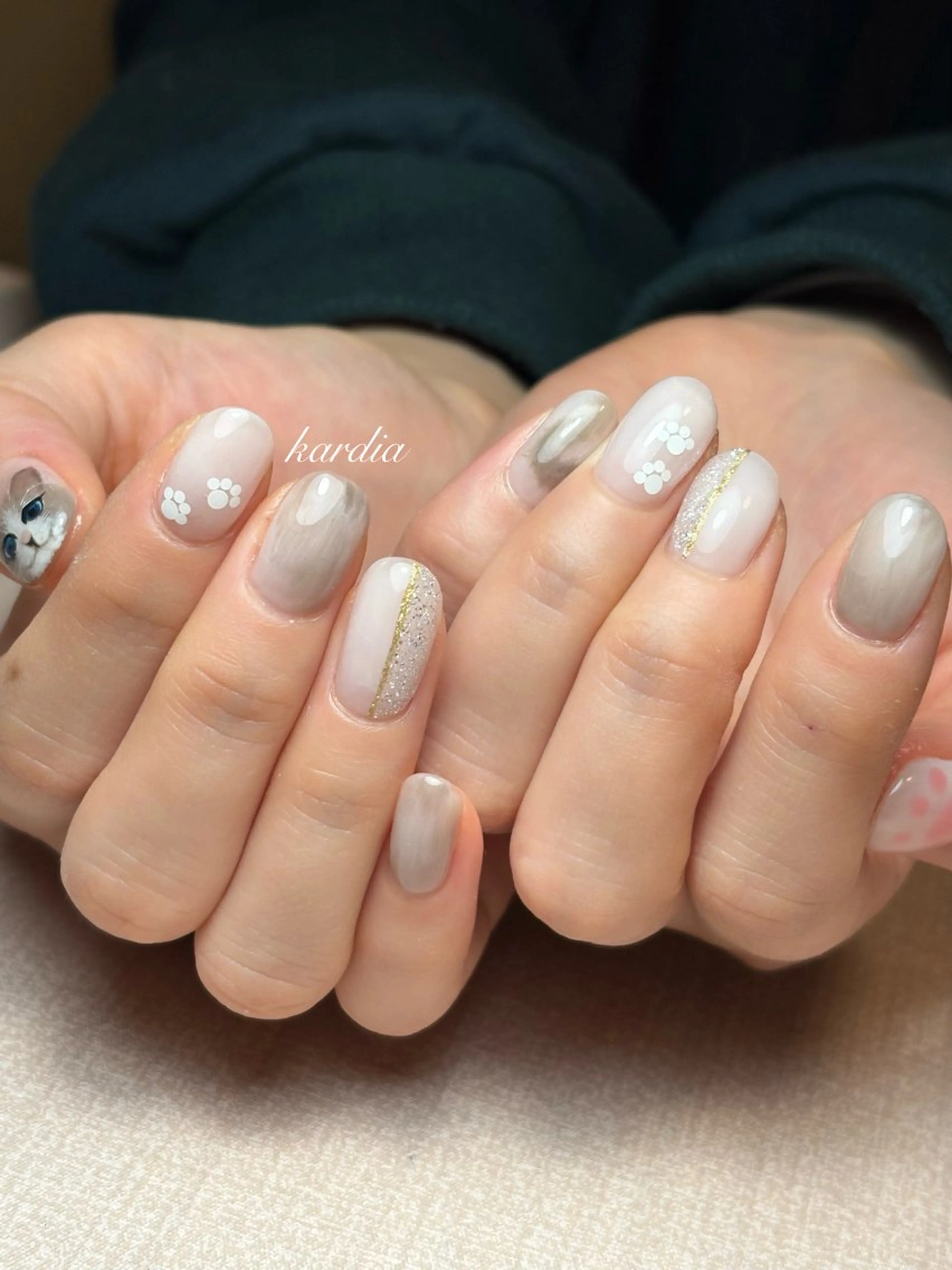 ネイル ハンドネイル καρδιά -ｶﾙﾃﾞｨｱ-のネイルデザイン