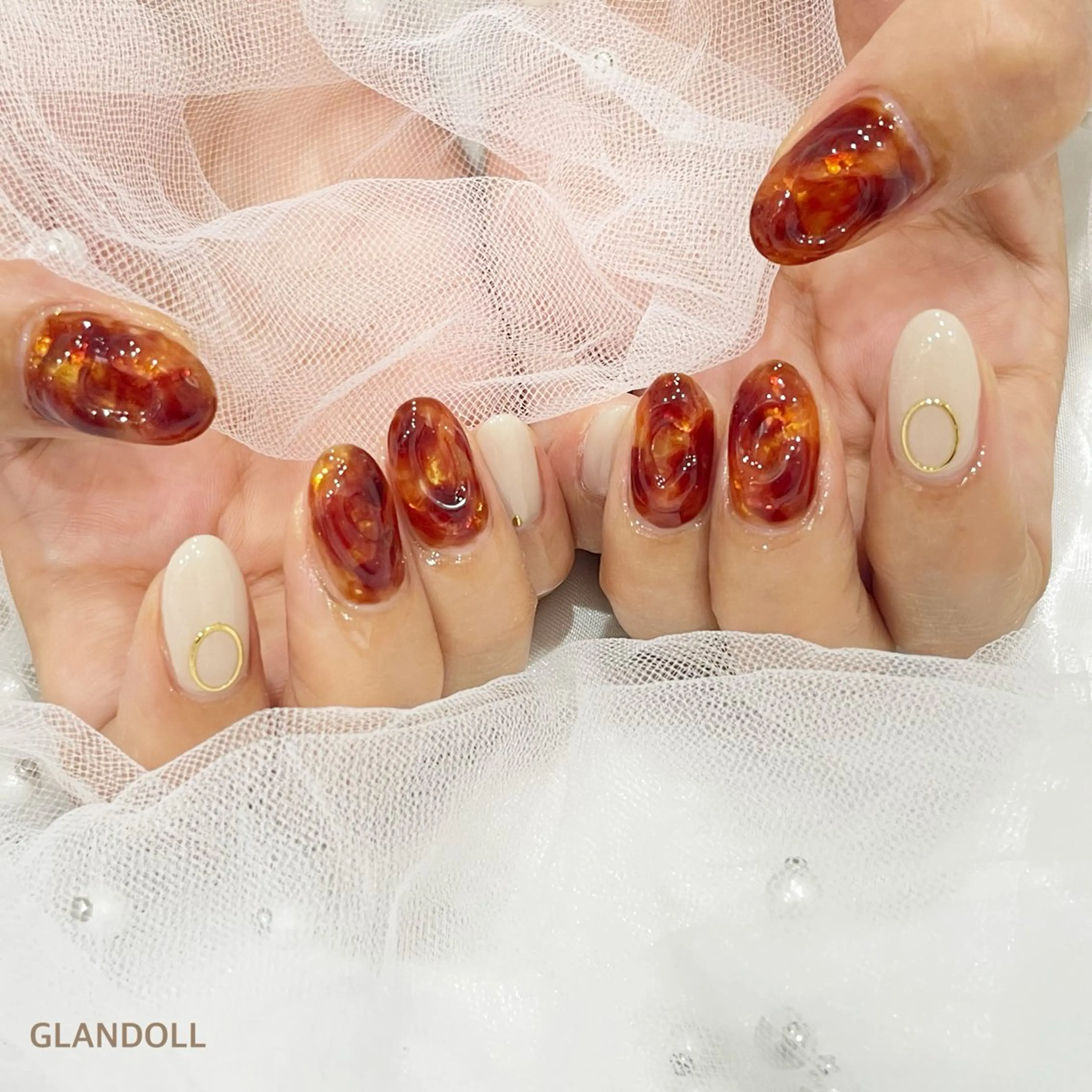 ネイル べっ甲ネイル ハンドネイル GLANDOLL YURIのネイルデザイン