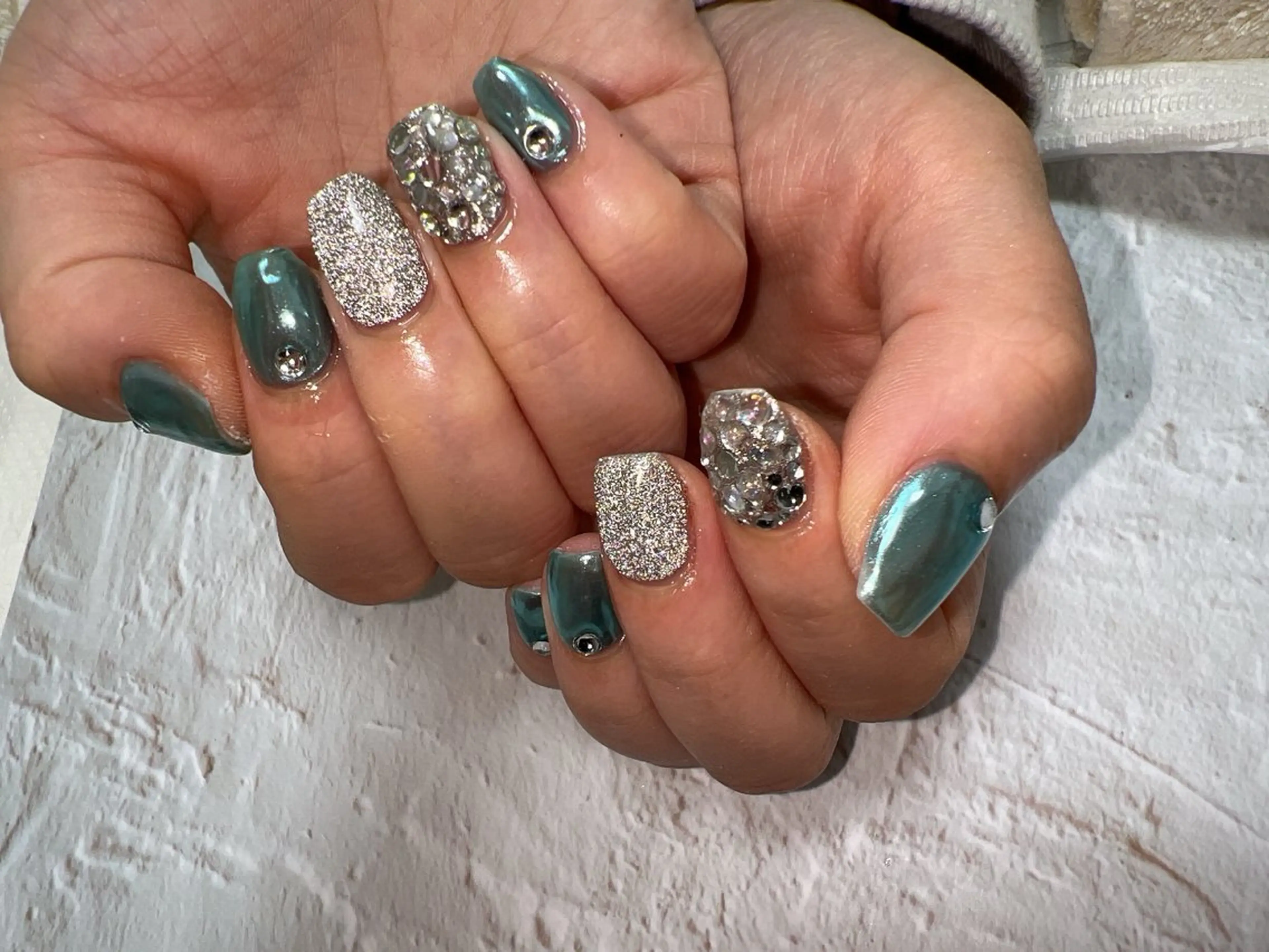 ネイル フラッシュネイル ミラーネイル ストーンネイル coco nailのネイルデザイン