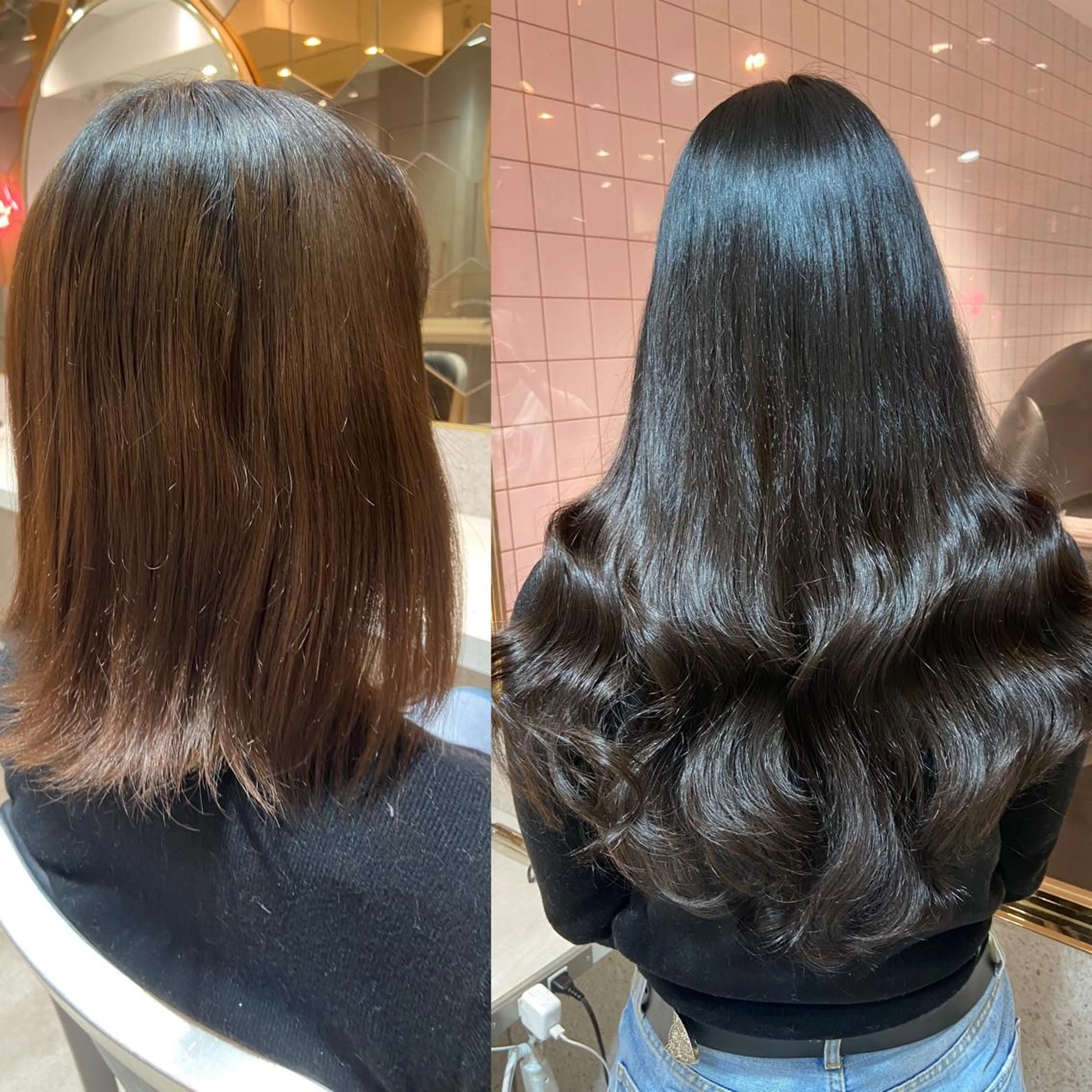 ロング カラー シールエクステ ブリーチ ブラウンカラー ケアカラー ダブルカラー 新宿/韓国ヘア 中明度カラー/かやのヘアスタイル