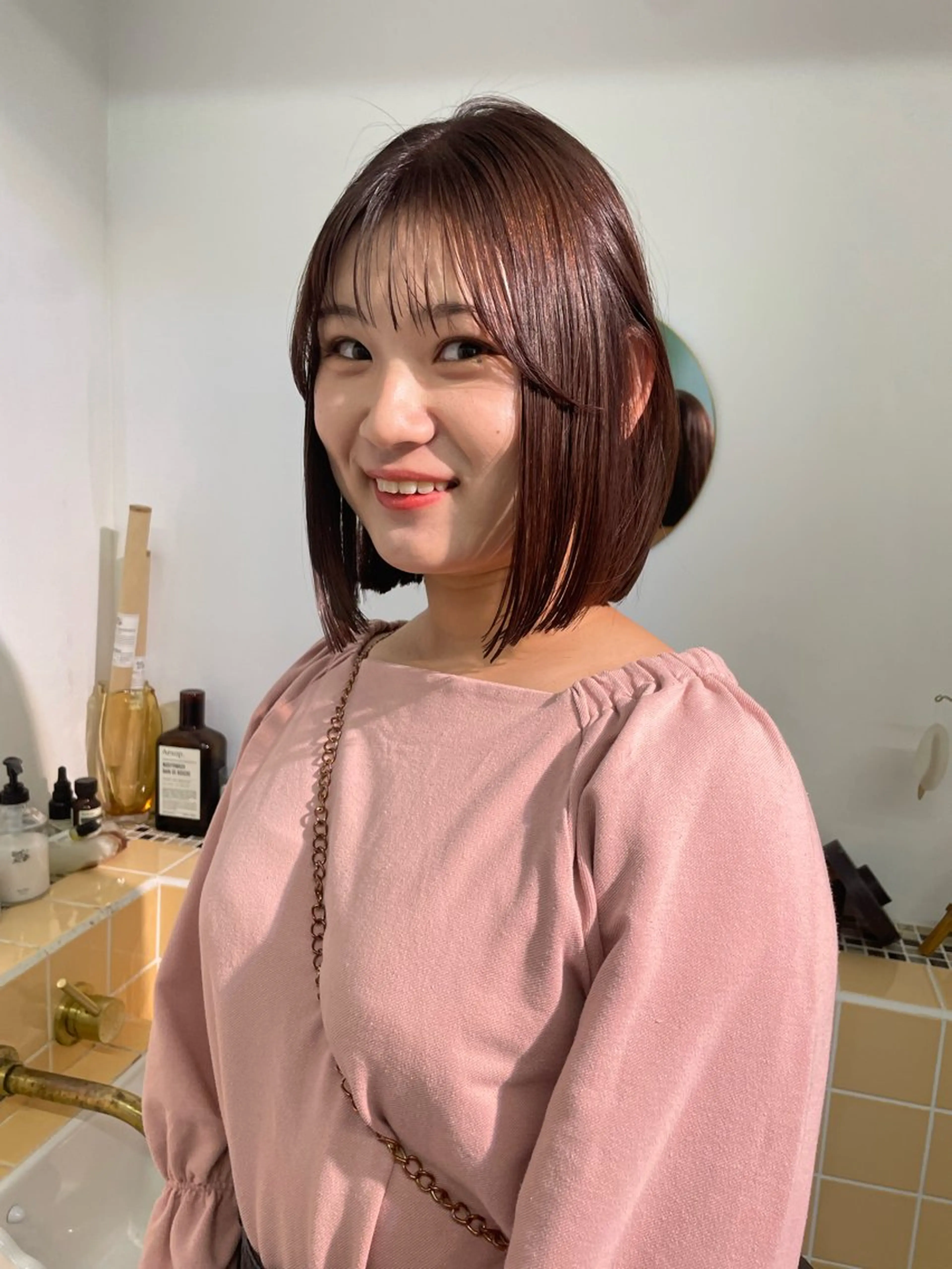 ミディアム カラー ヘアカラー トリートメント sakura🌸 レイヤー/韓国ヘアのヘアスタイル