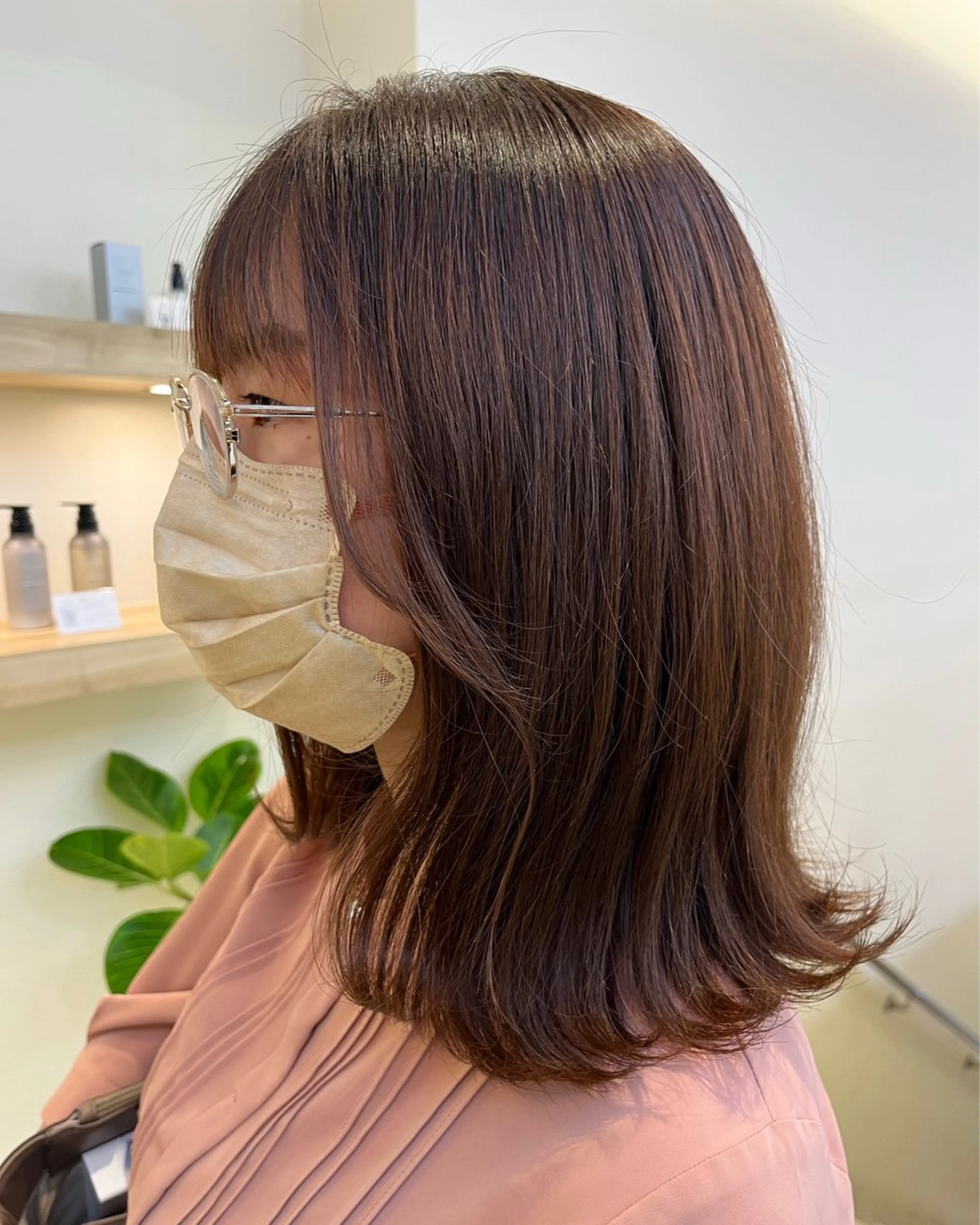 ミディアム 似合わせカット ヘアカラー 暖色カラー🍒スパ/ canna‎🤍のヘアスタイル