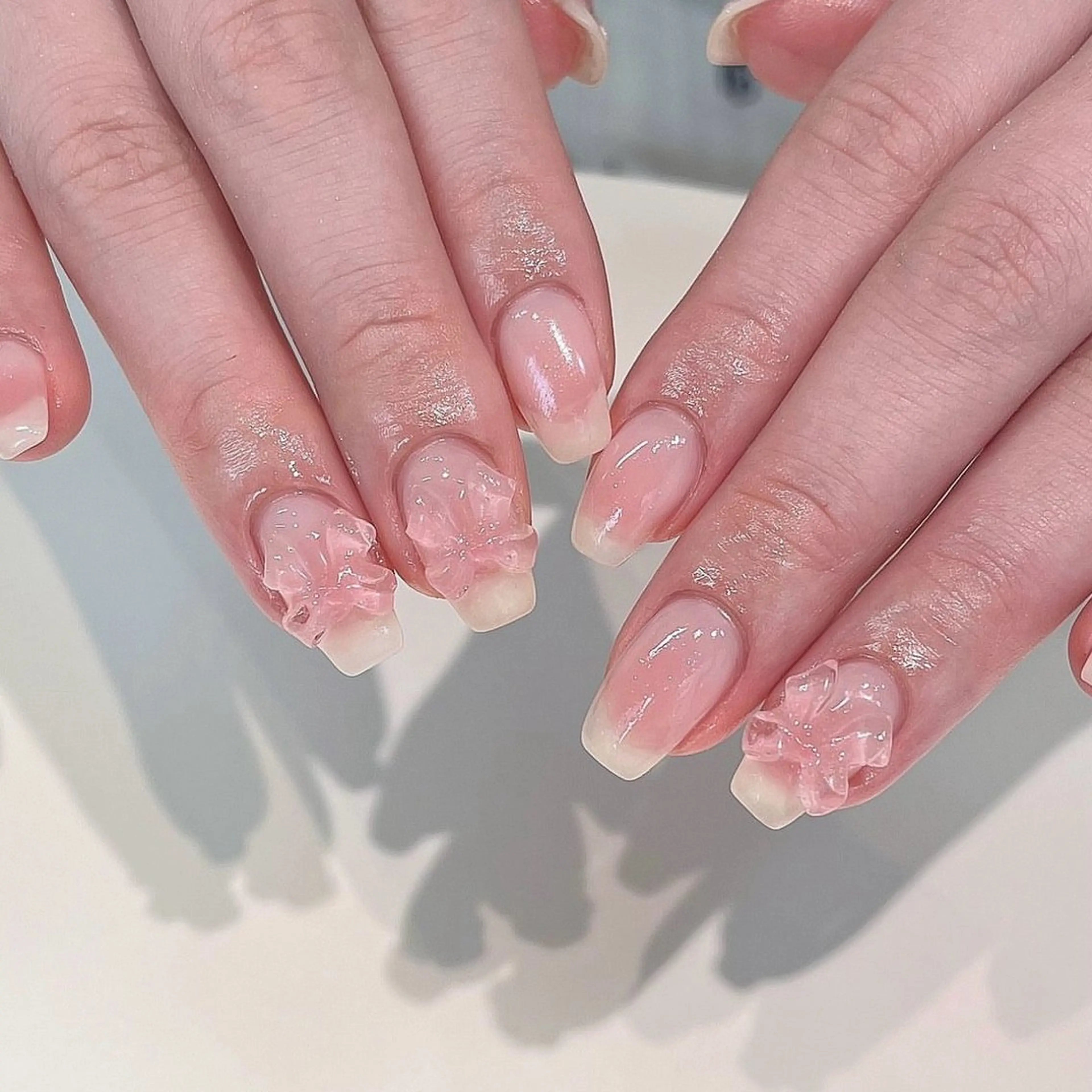 ネイル オーロラネイル チークネイル 長さ出し フットネイル フレンチネイル ハンドネイル J&C Nail Salon吉祥寺所属・YU KIのネイルデザイン