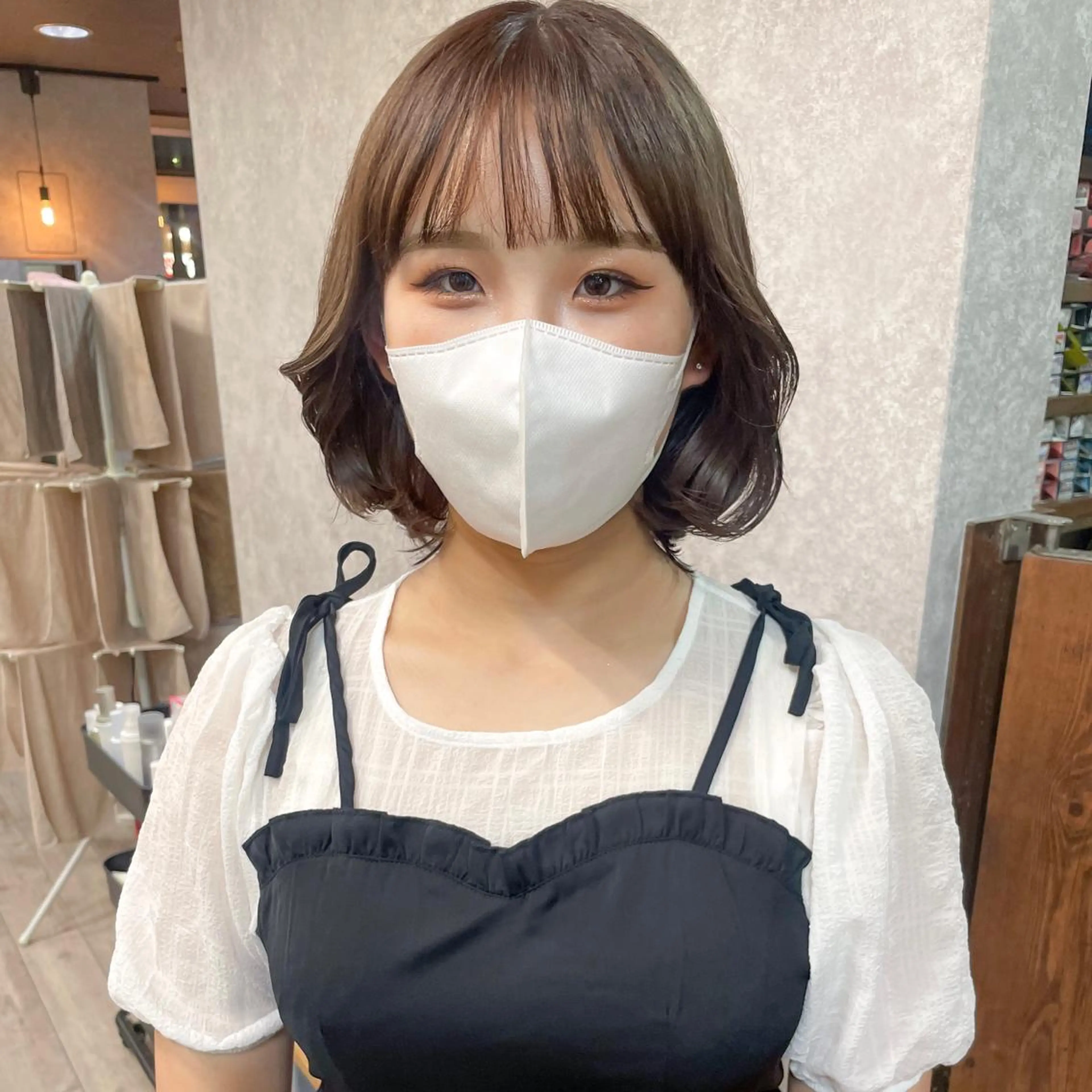 ミディアム カラー ブリーチ ブラウンカラー ボブ 韓国風ヘア ヘアカラー トリートメント 高橋 みく/ minim 暖色のヘアスタイル