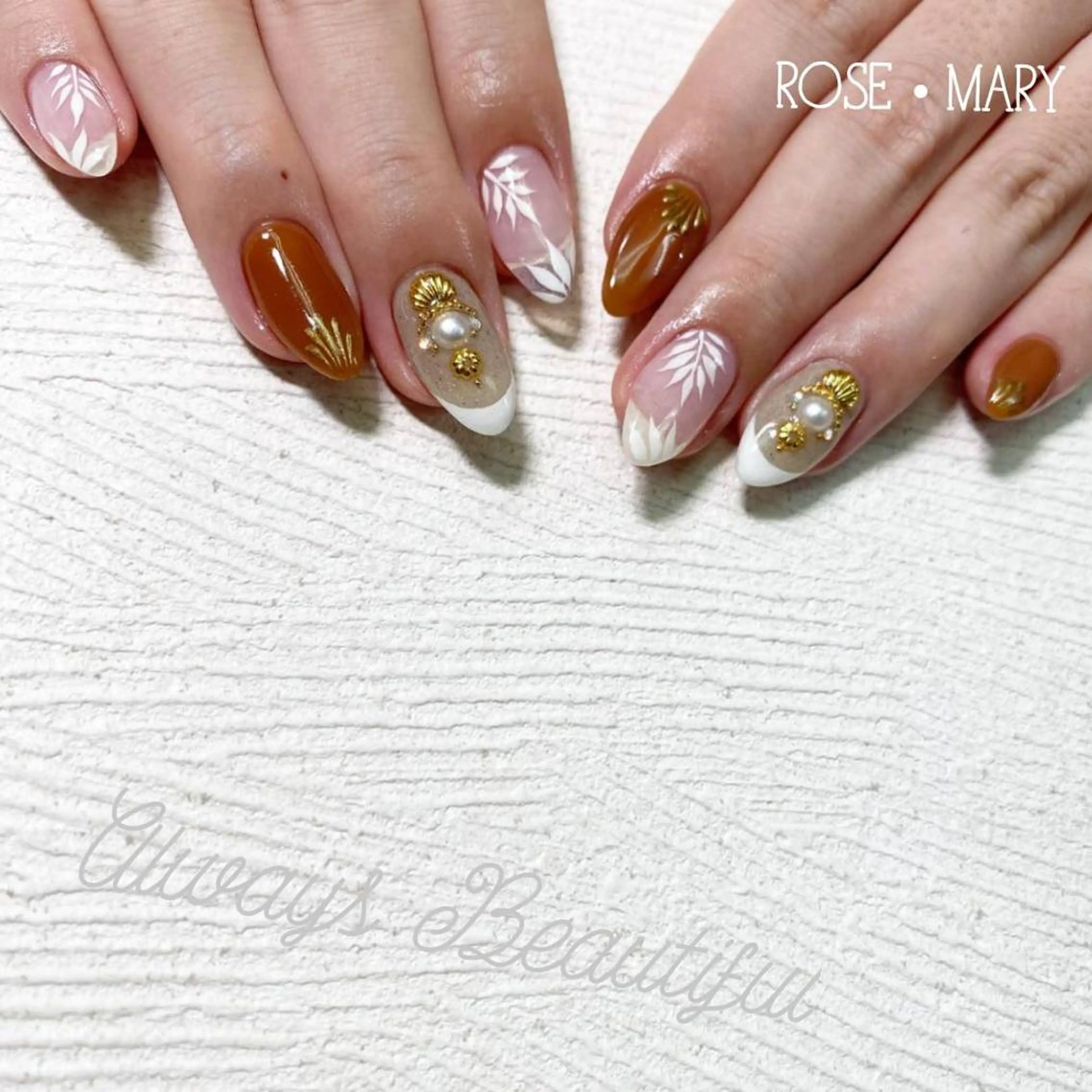 ロング ネイル アートネイル ハンドネイル ROSE・ MARY 鈴木のネイルデザイン