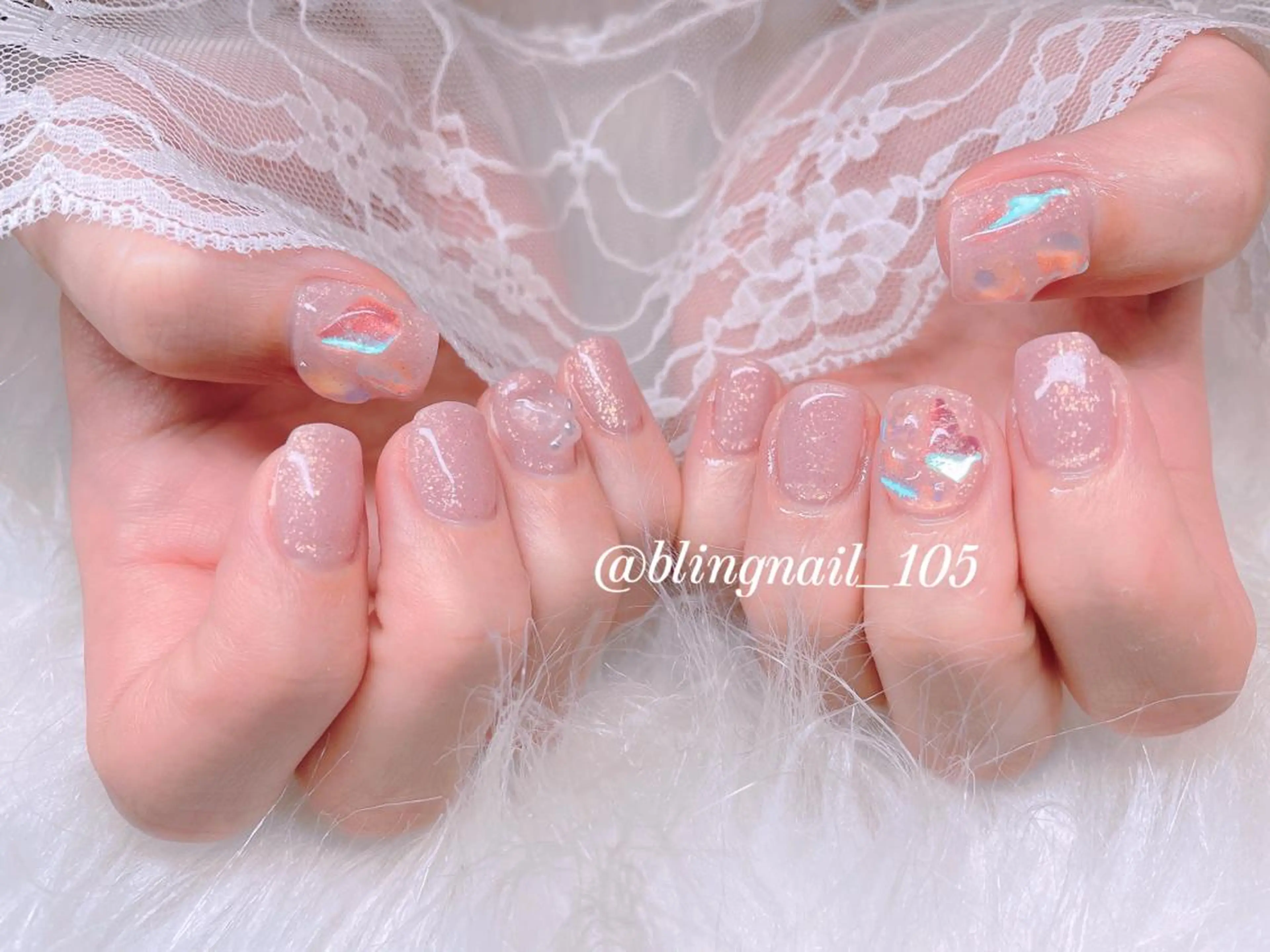 ネイル 23時まで❤︎韓国、 ワンホンネイルのネイルデザイン