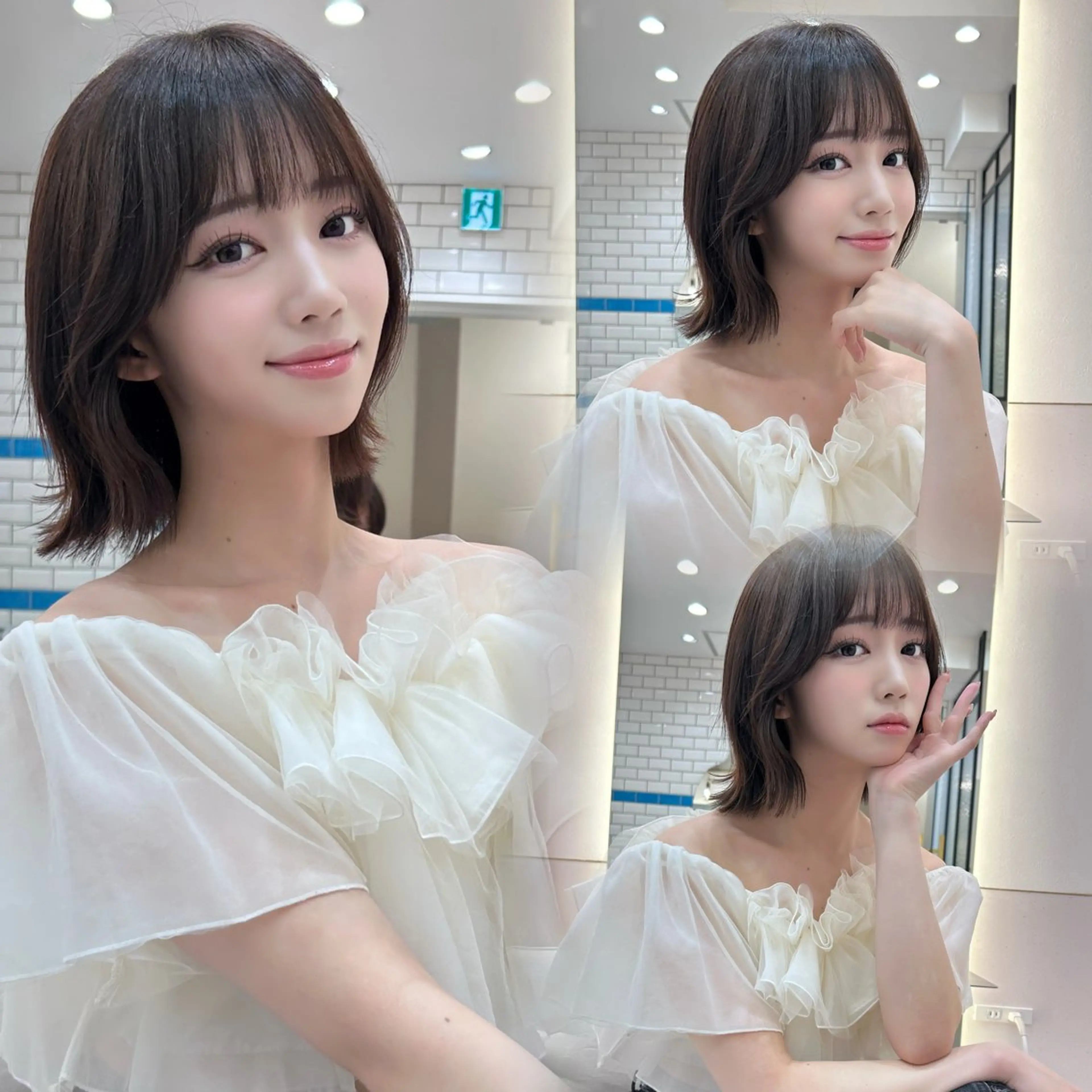 ショート ボブ 顔周りカット 韓国風ヘア 外ハネヘア カット トリートメント ボブ/レイヤーボブ/ 髪質改善/梶川 夏季のヘアスタイル