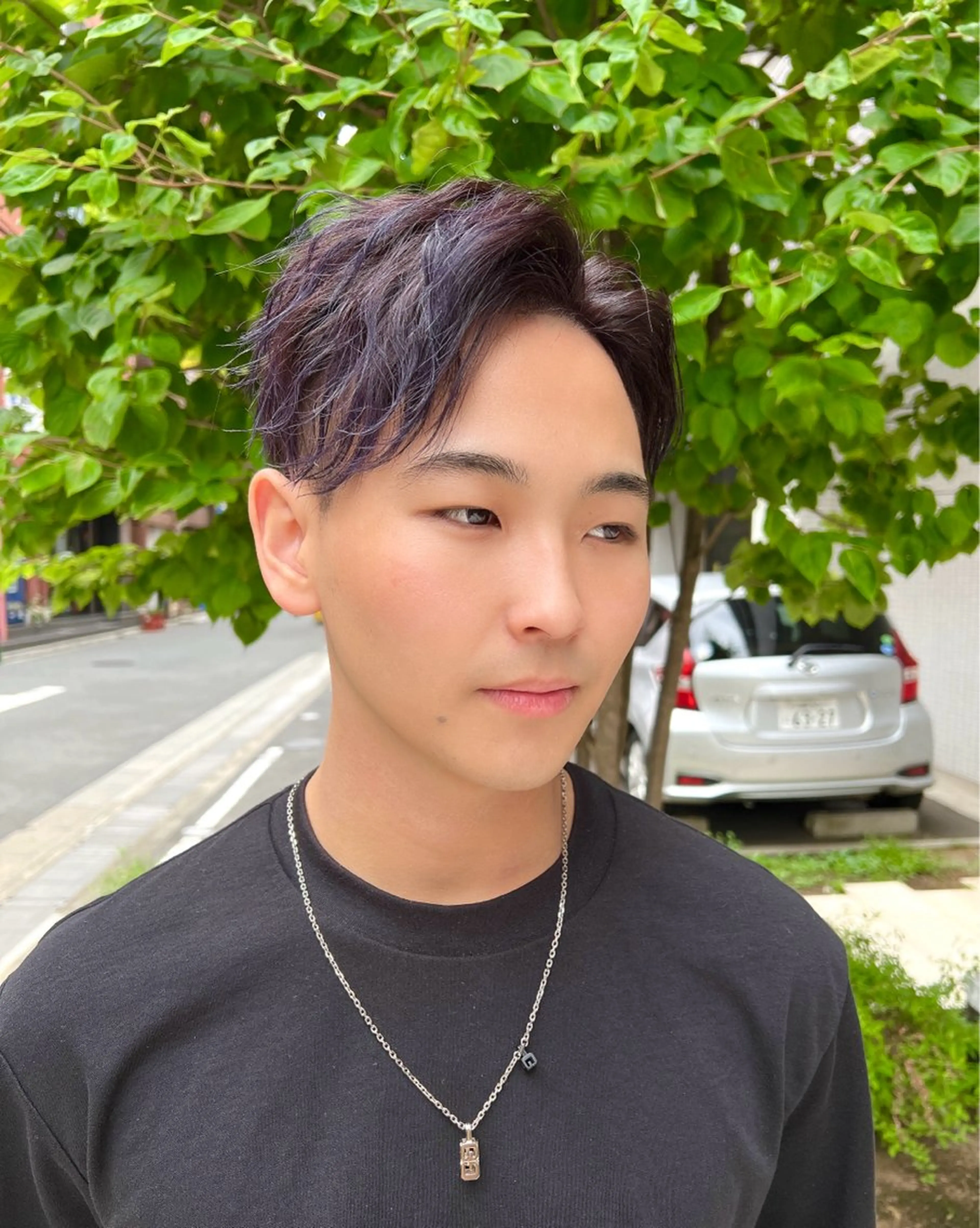 ショート カラー ブリーチ ケアブリーチ 透明感カラー バイオレットカラー かきあげバング 💎透明感カラー特化 💎TAISEIのヘアスタイル