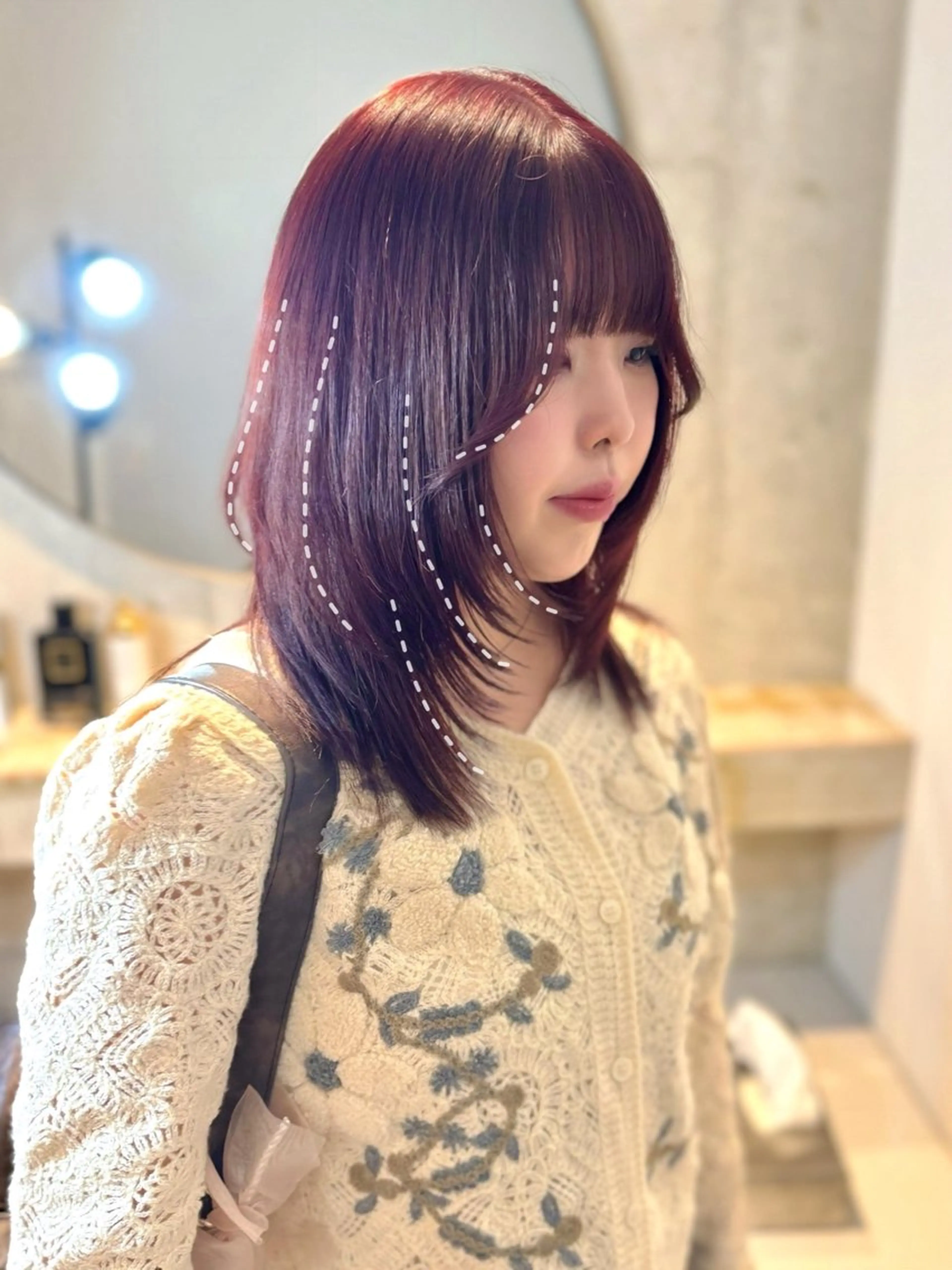 セミロング カラー 伸ばしかけ カット ヘアカラー 🎀taro ブリーチなしカラーのヘアスタイル